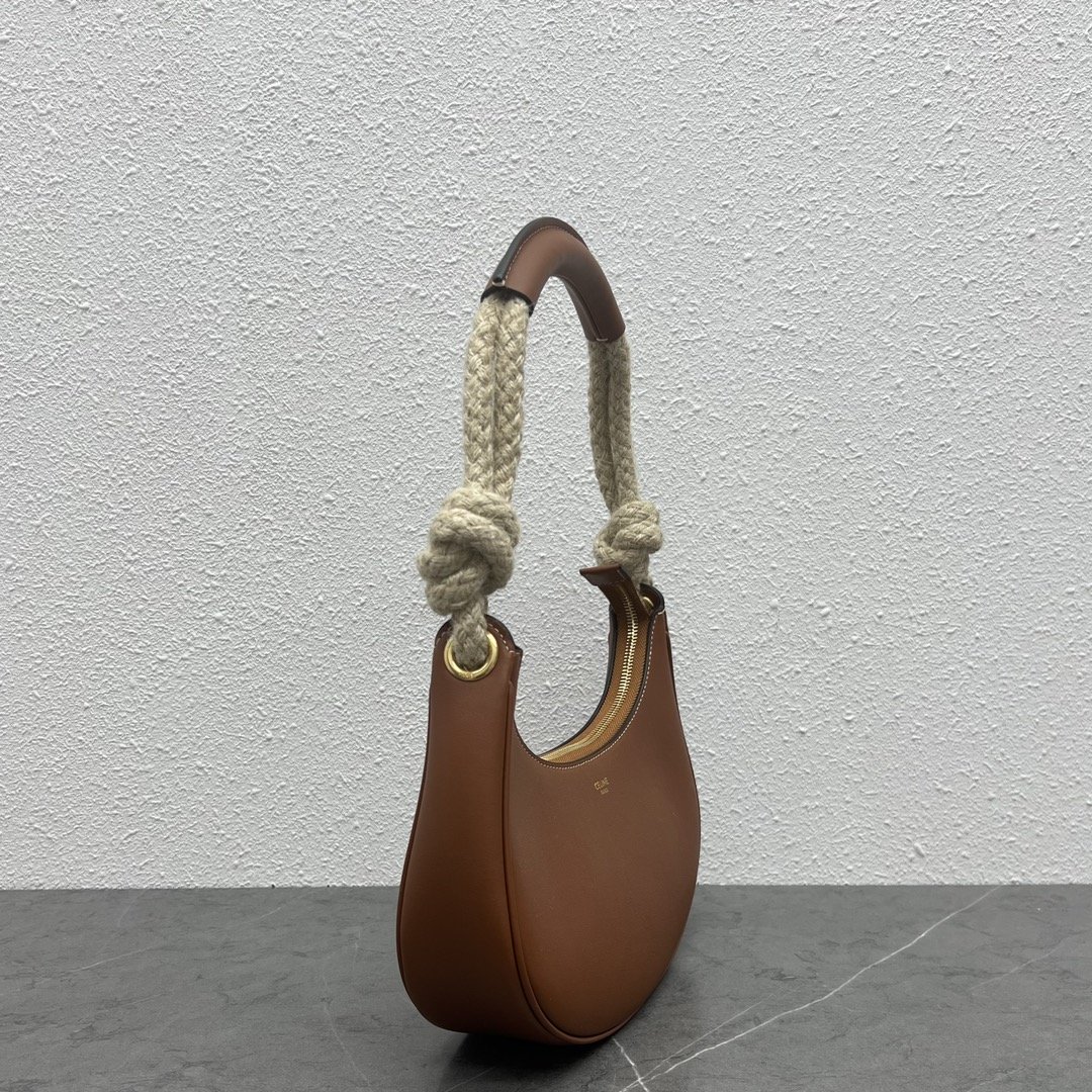 1:1 Replica Celine Mirror Hobo Bag Brown For Women 9.6in/24.5cm - Image 9