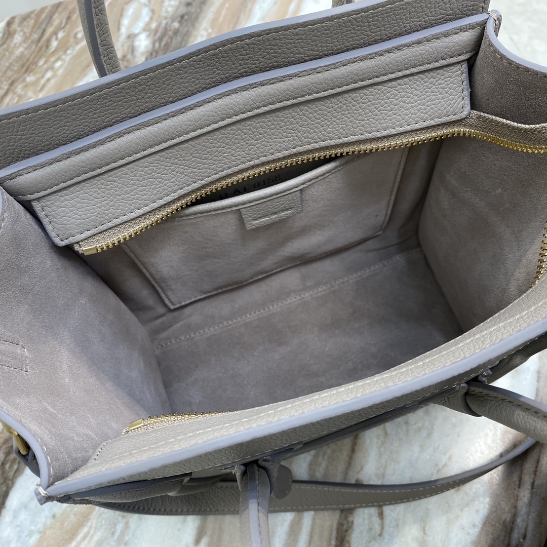 1:1 Replica Celine Nano Luggage Bag In Drummed Dark Brown For Women 8in/20cm - Image 5