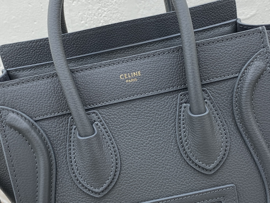 1:1 Replica Celine Nano Luggage Bag In Drummed Grey For Women 8in/20cm 189243AQL.10KL - Image 2