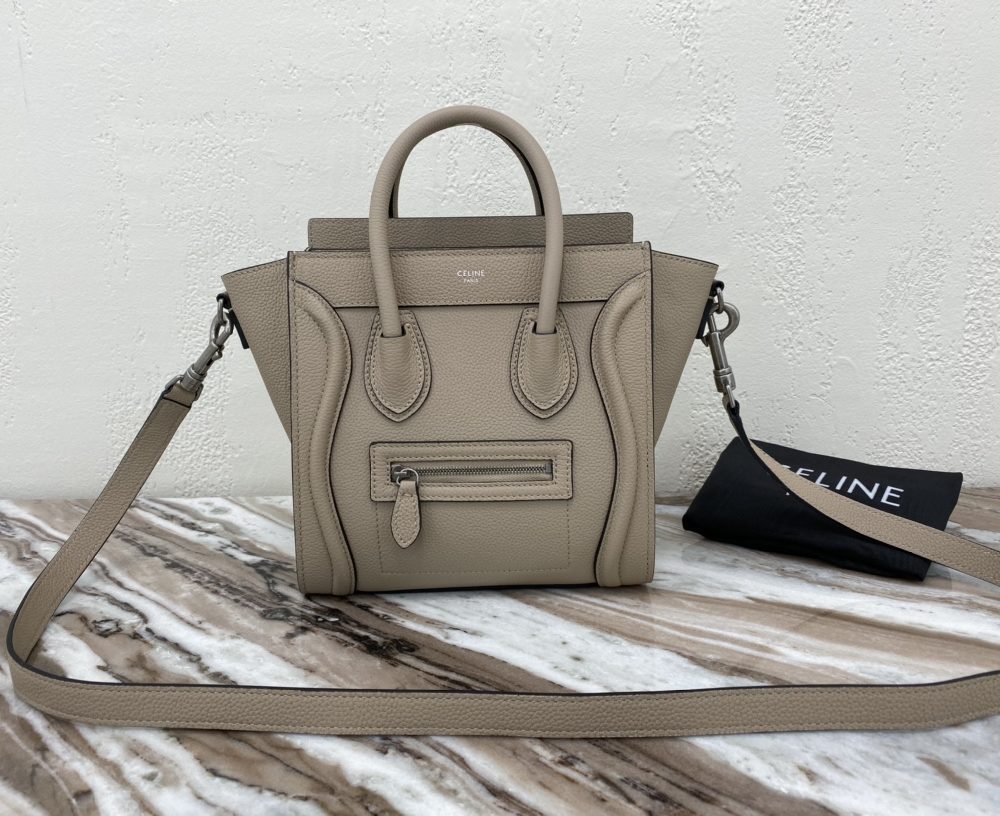 1:1 Replica Celine Nano Luggage Bag In Drummed Light Brown For Women 8in/20cm 189243DRU.03UN