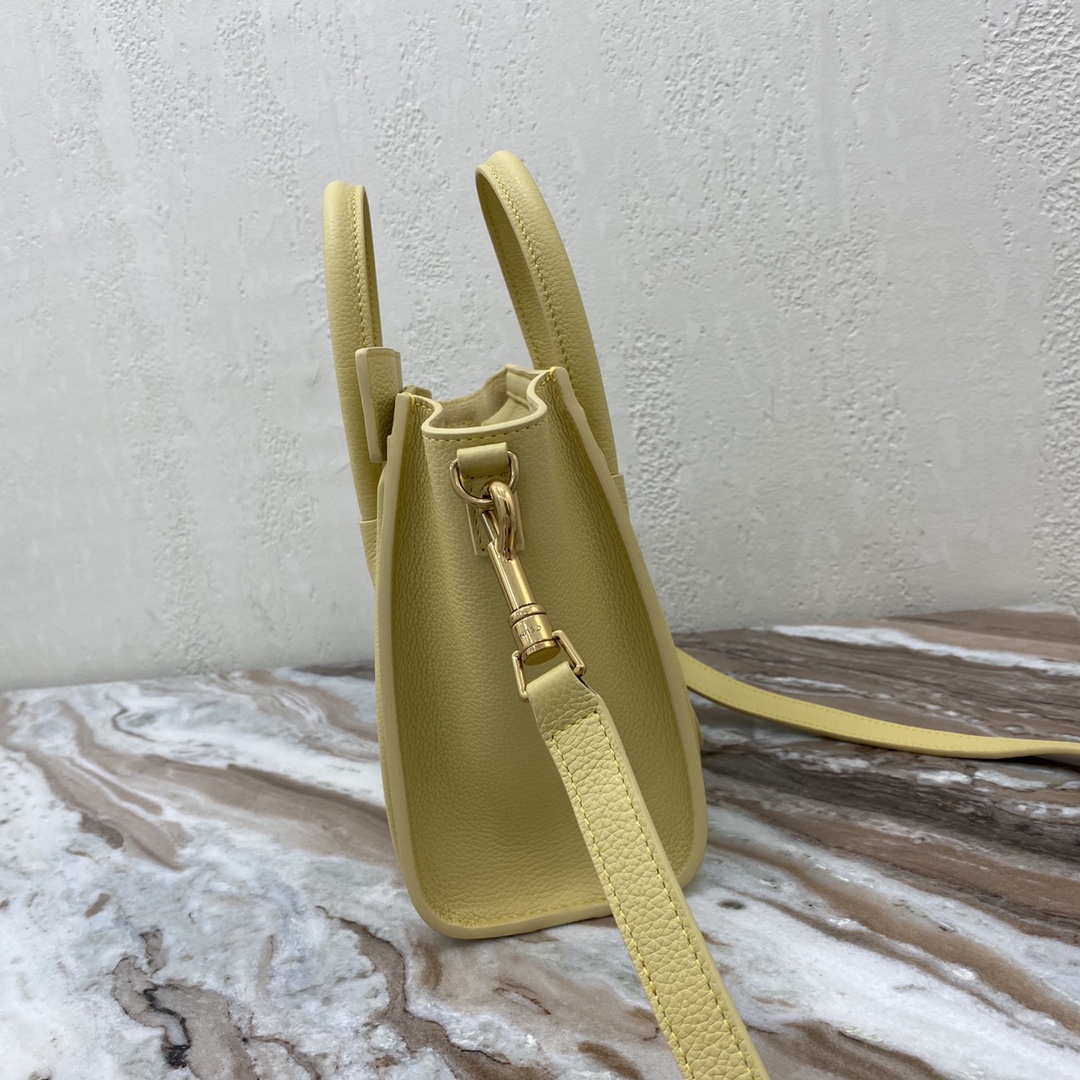 1:1 Replica Celine Nano Luggage Bag In Drummed Yellow For Women 8in/20cm - Image 6