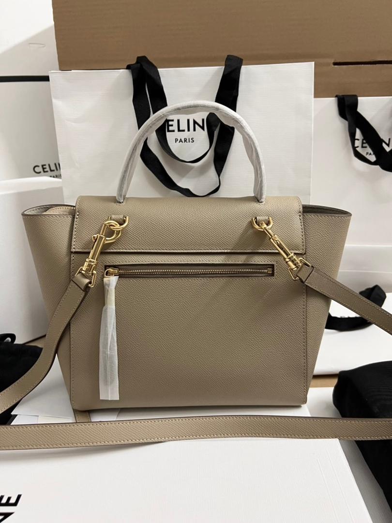 1:1 Replica Celine Nano Micro Belt Bag In Grained Material Light Taupe For Women 9.5in/24cm - Image 3