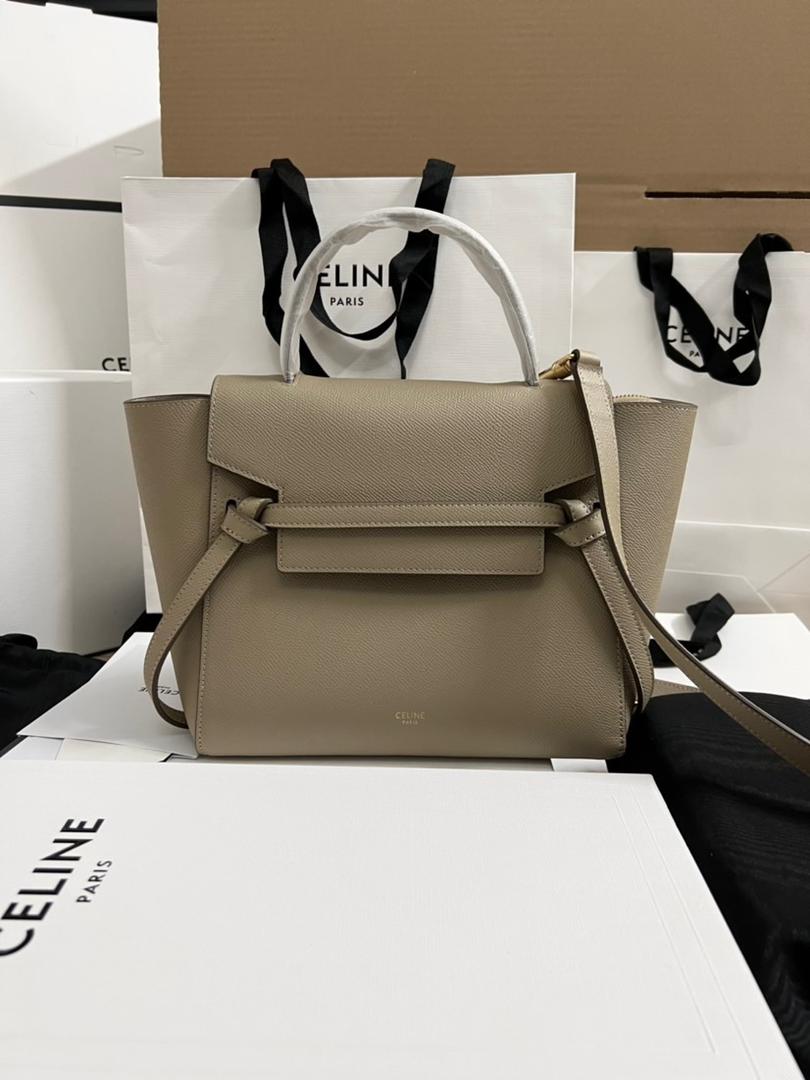 1:1 Replica Celine Nano Micro Belt Bag In Grained Material Light Taupe For Women 9.5in/24cm