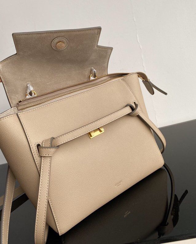 1:1 Replica Celine Nano Mini Belt Bag In Grained Material Light Taupe For Women 11in/28cm - Image 4