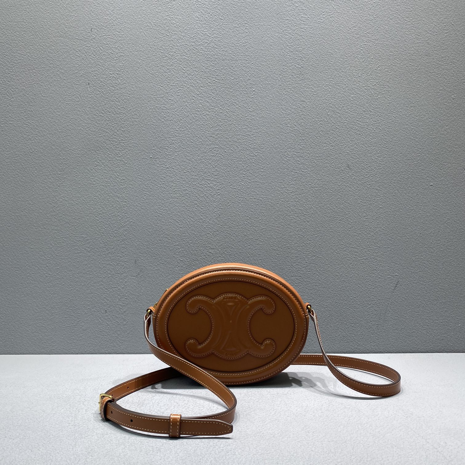 1:1 Replica Celine Oval Bag Cuir Triomphe Brown For Women 8in/20cm 198603DXC.04LU - Image 8