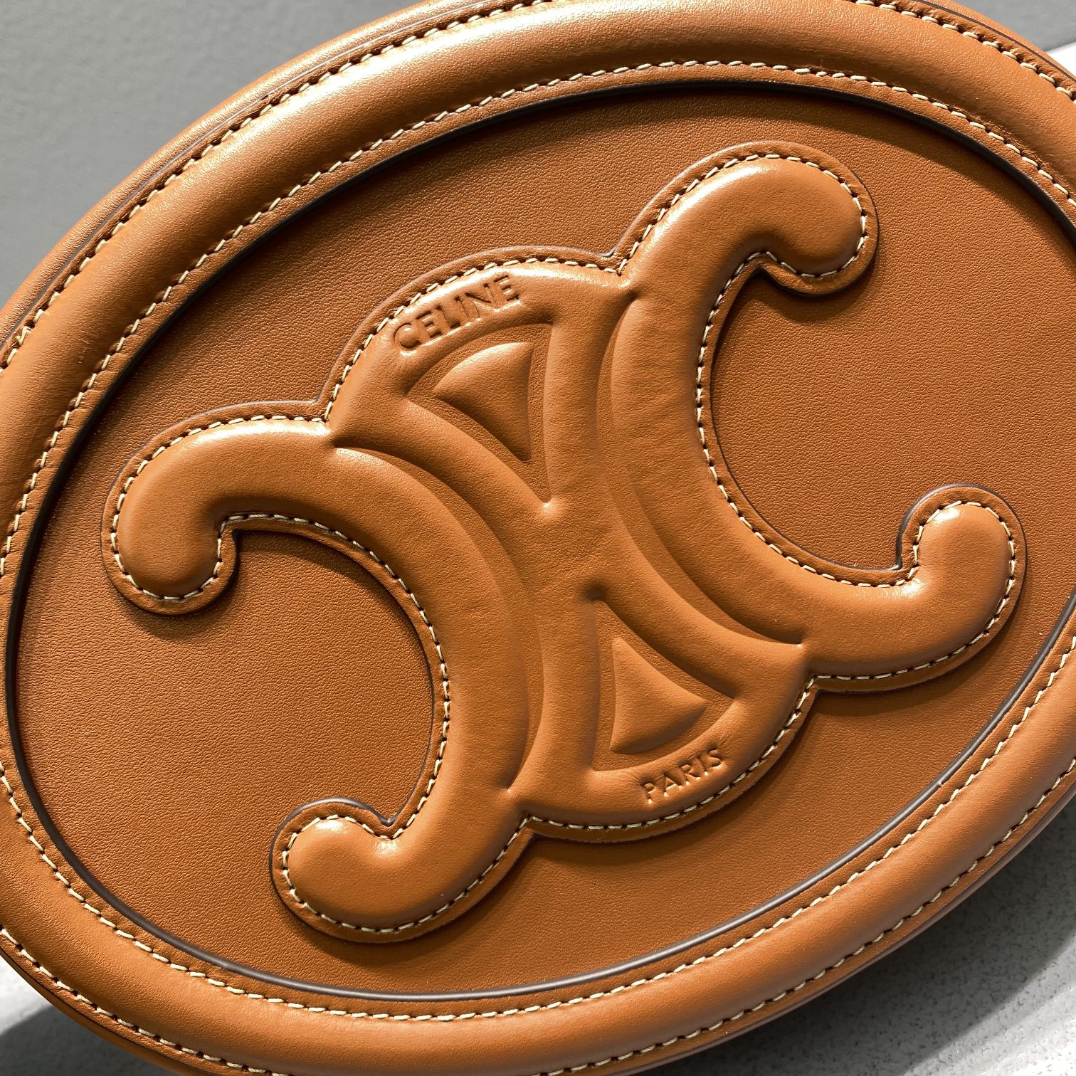 1:1 Replica Celine Oval Bag Cuir Triomphe Brown For Women 8in/20cm 198603DXC.04LU - Image 5