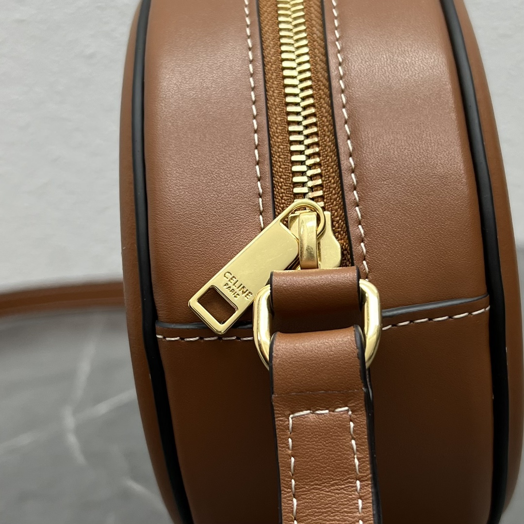 1:1 Replica Celine Oval Bag Cuir Triomphe In Textile Natural / Tan For Women 8in/20cm 198602DU8.02NT - Image 3