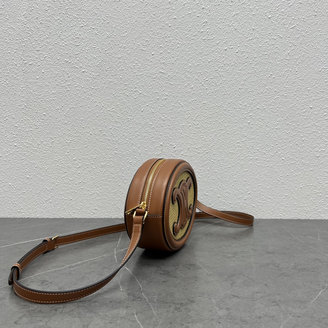 1:1 Replica Celine Oval Bag Cuir Triomphe In Textile Natural / Tan For Women 8in/20cm 198602DU8.02NT - Image 9