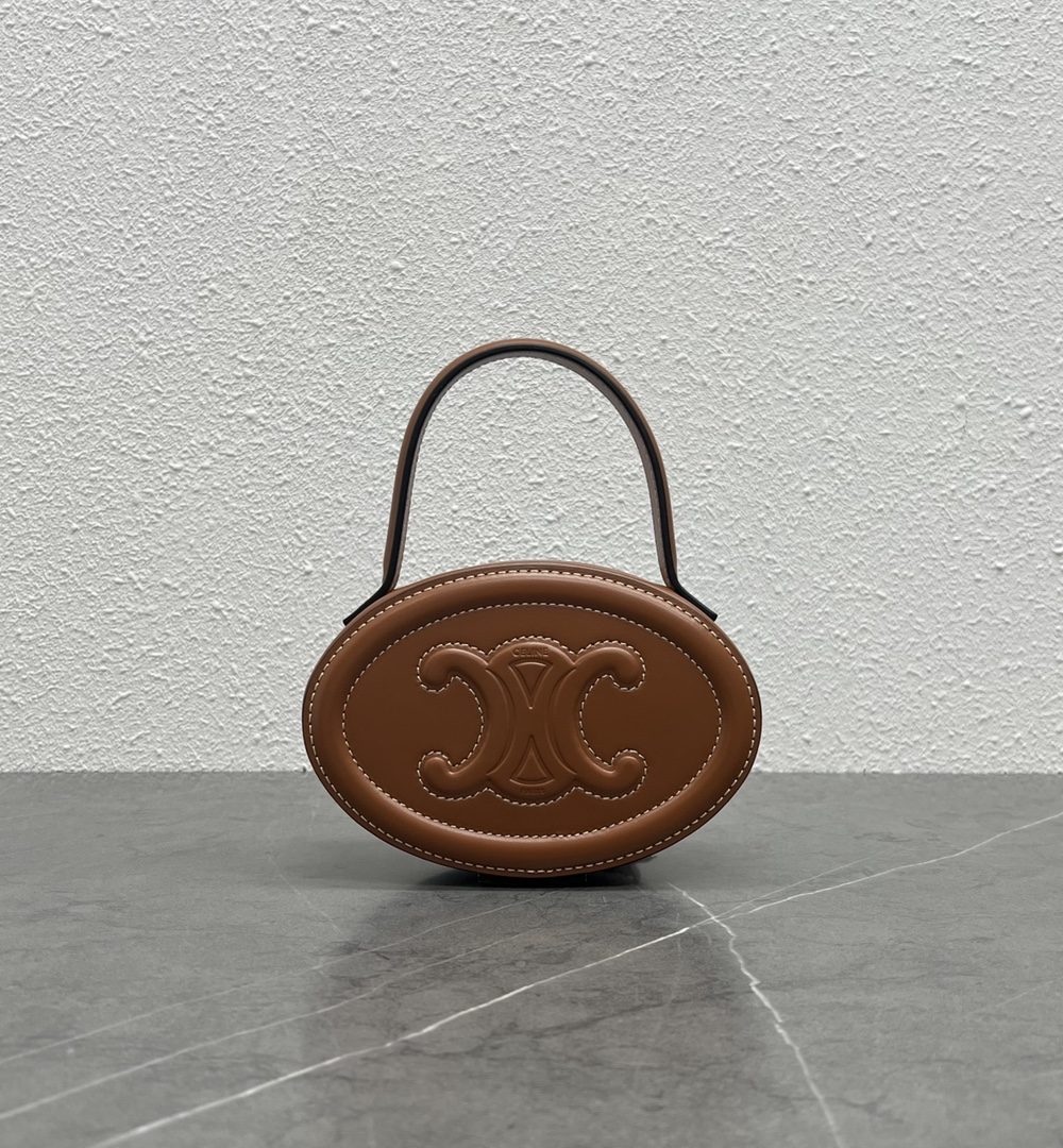 1:1 Replica Celine Oval Minaudiere Cuir Triomphe Brown For Women 6in/11.5cm 198613DU6.04LU