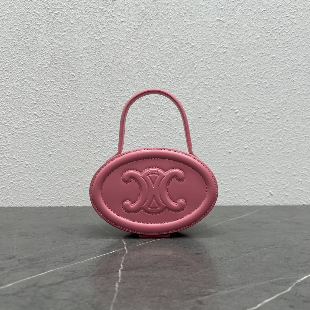 1:1 Replica Celine Oval Minaudiere Cuir Triomphe Pink For Women 6in/11.5cm