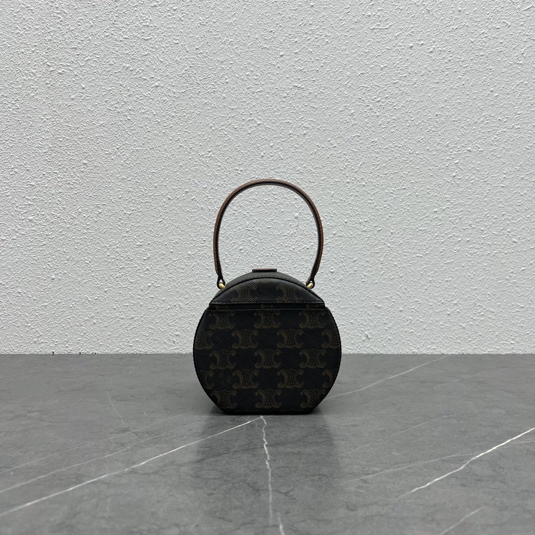 1:1 Replica Celine Round Box Triomphe In Triomphe Canvas Tan For Women 5in/12cm - Image 3