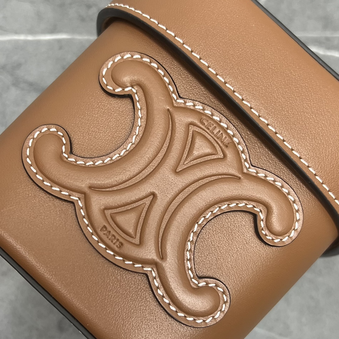 1:1 Replica Celine Small Box Cuir Triomphe Brown For Women 4in/11cm 199263DU3.04LU - Image 2