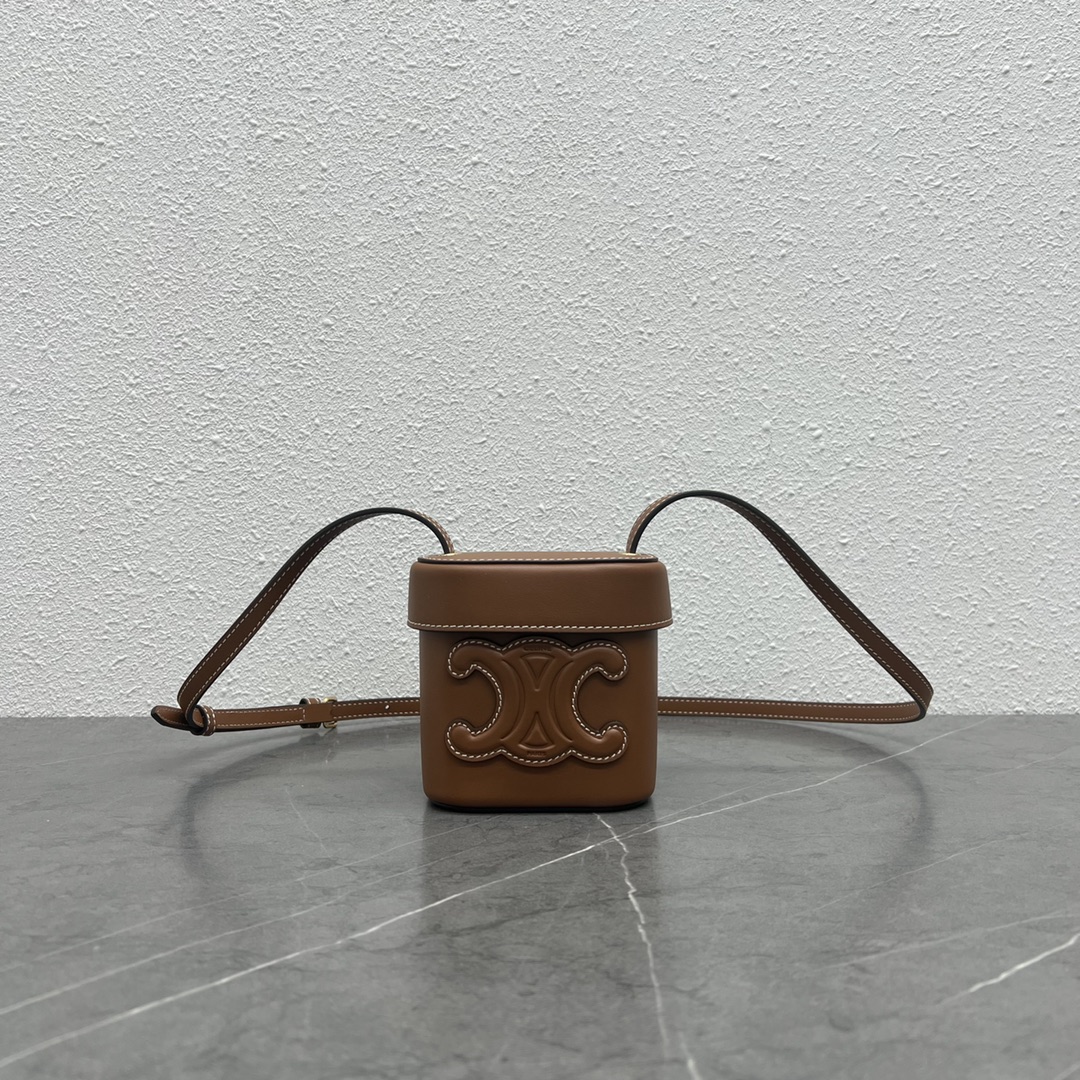 1:1 Replica Celine Small Box Cuir Triomphe Brown For Women 4in/11cm 199263DU3.04LU