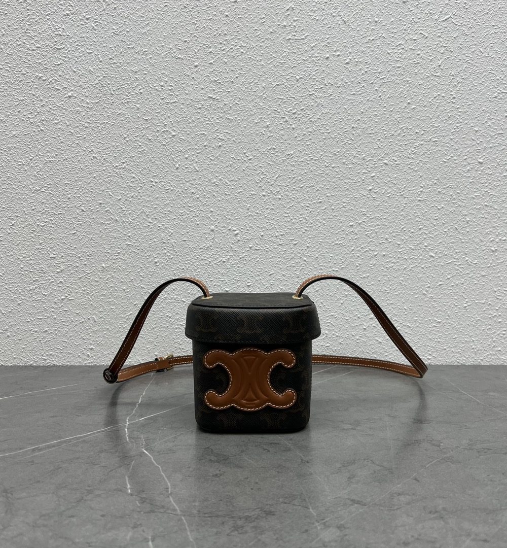 1:1 Replica Celine Small Box Cuir Triomphe In Triomphe Canvas Tan For Women 4in/11cm 199262EIN.04LU