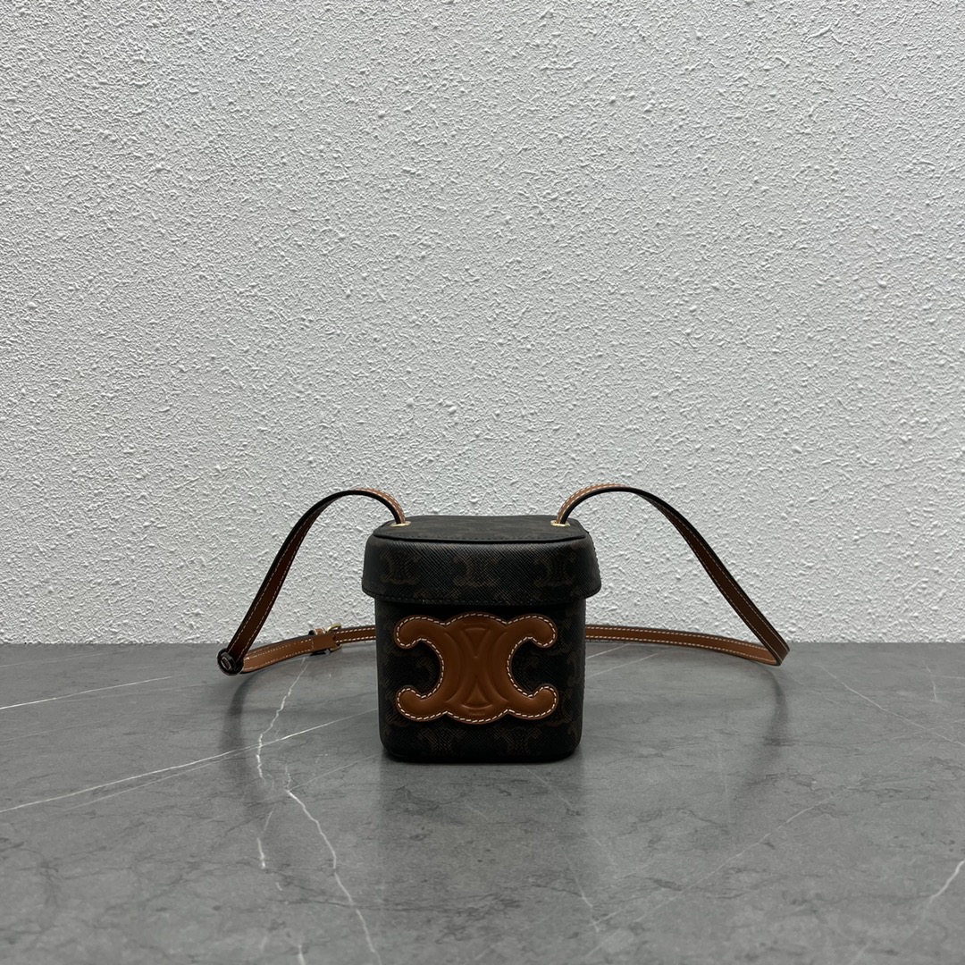 1:1 Replica Celine Small Box Cuir Triomphe In Triomphe Canvas Tan For Women 4in/11cm 199262EIN.04LU