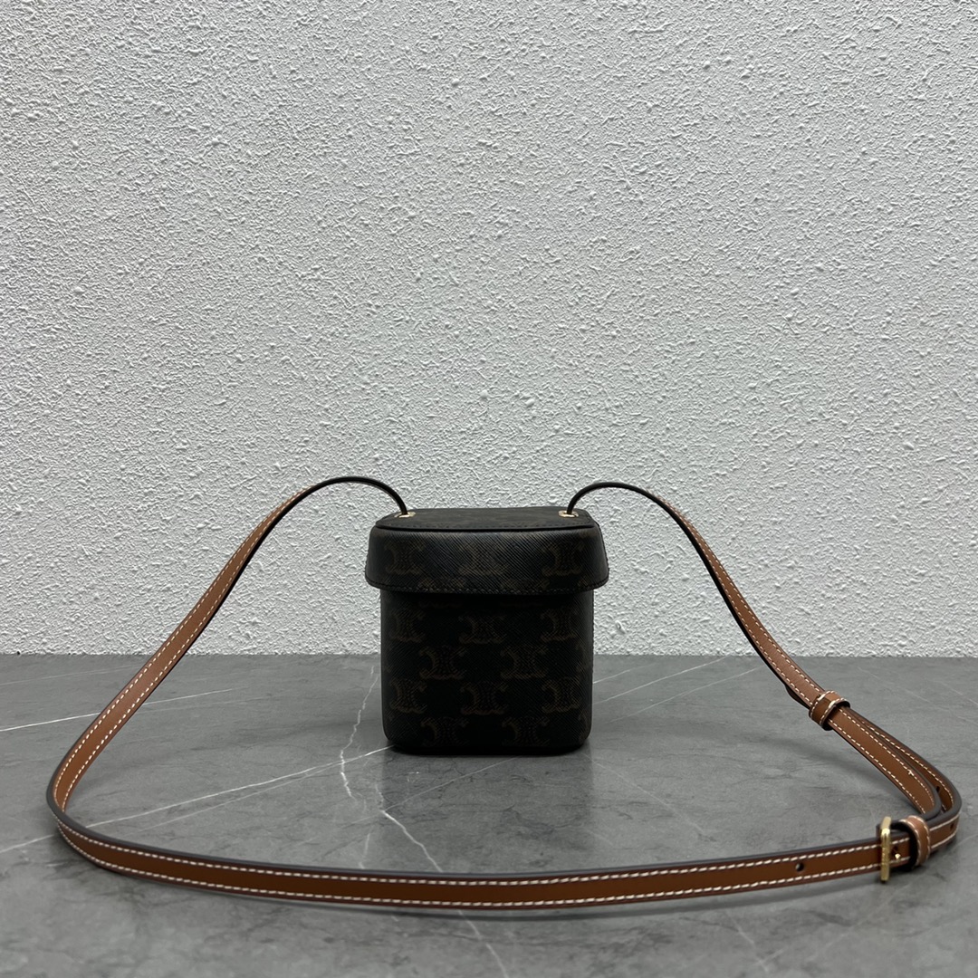 1:1 Replica Celine Small Box Cuir Triomphe In Triomphe Canvas Tan For Women 4in/11cm 199262EIN.04LU - Image 3