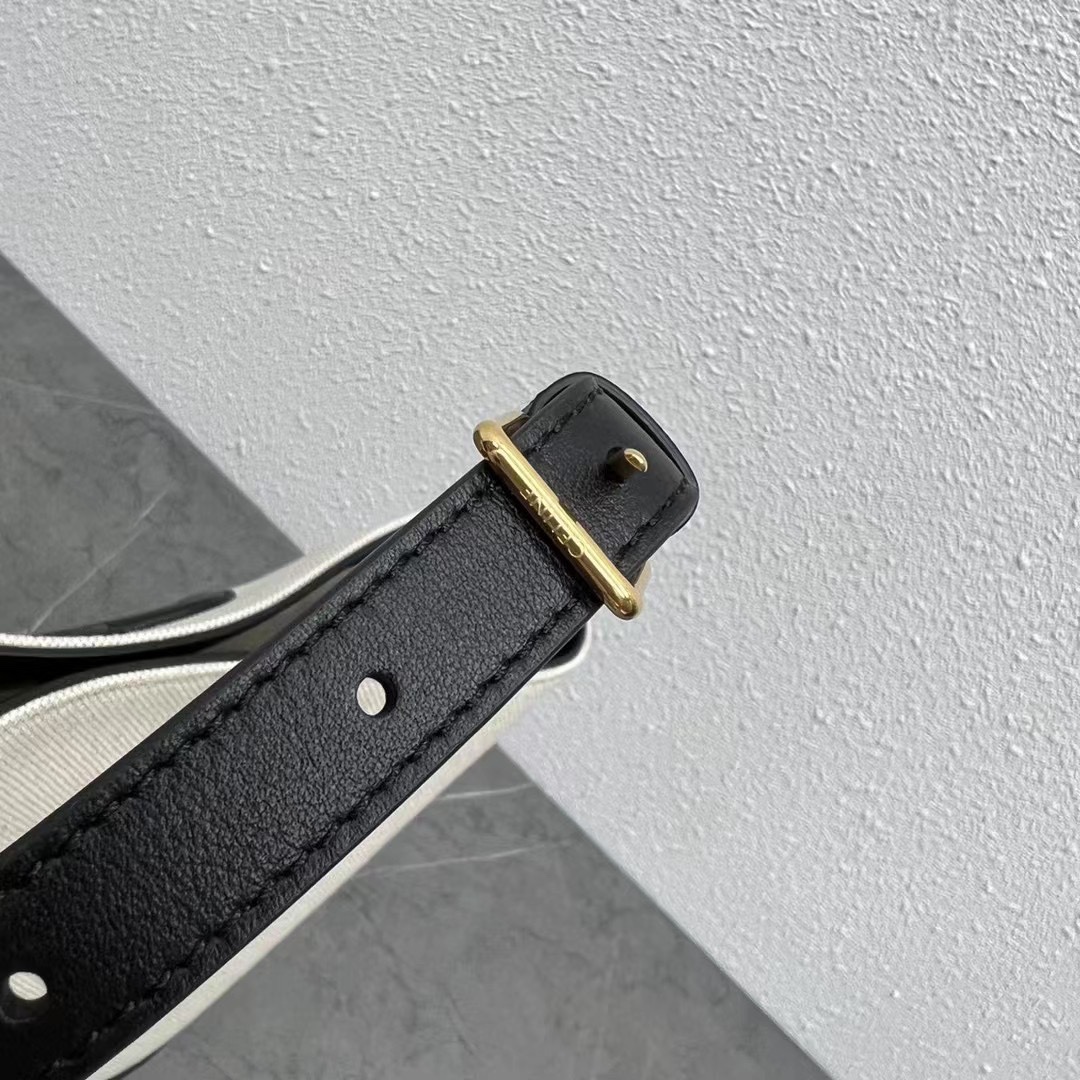 1:1 Replica Celine Small Bucket Cuir Triomphe In Textile Natural / Black For Women 9in/22cm - Image 3