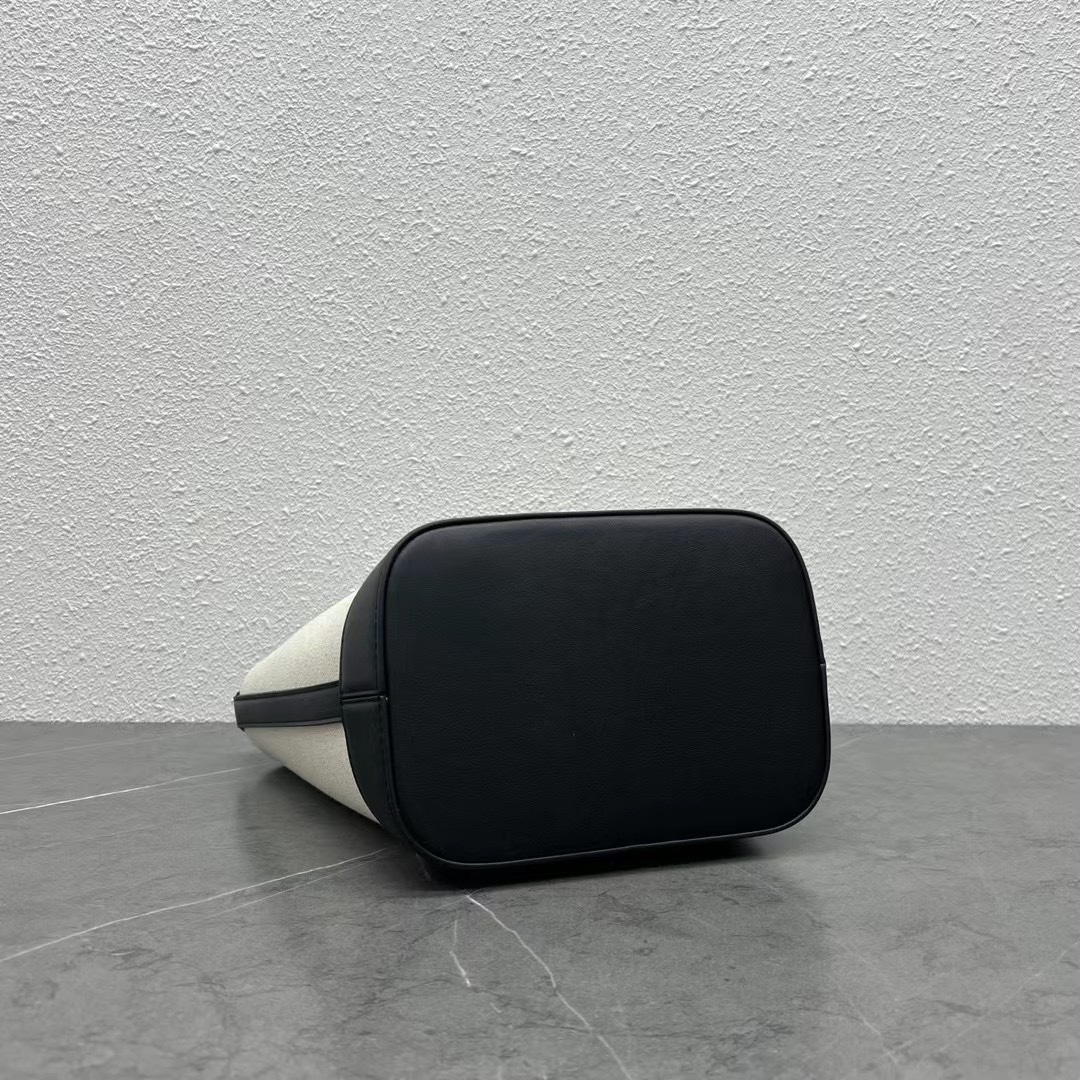 1:1 Replica Celine Small Bucket Cuir Triomphe In Textile Natural / Black For Women 9in/22cm - Image 5