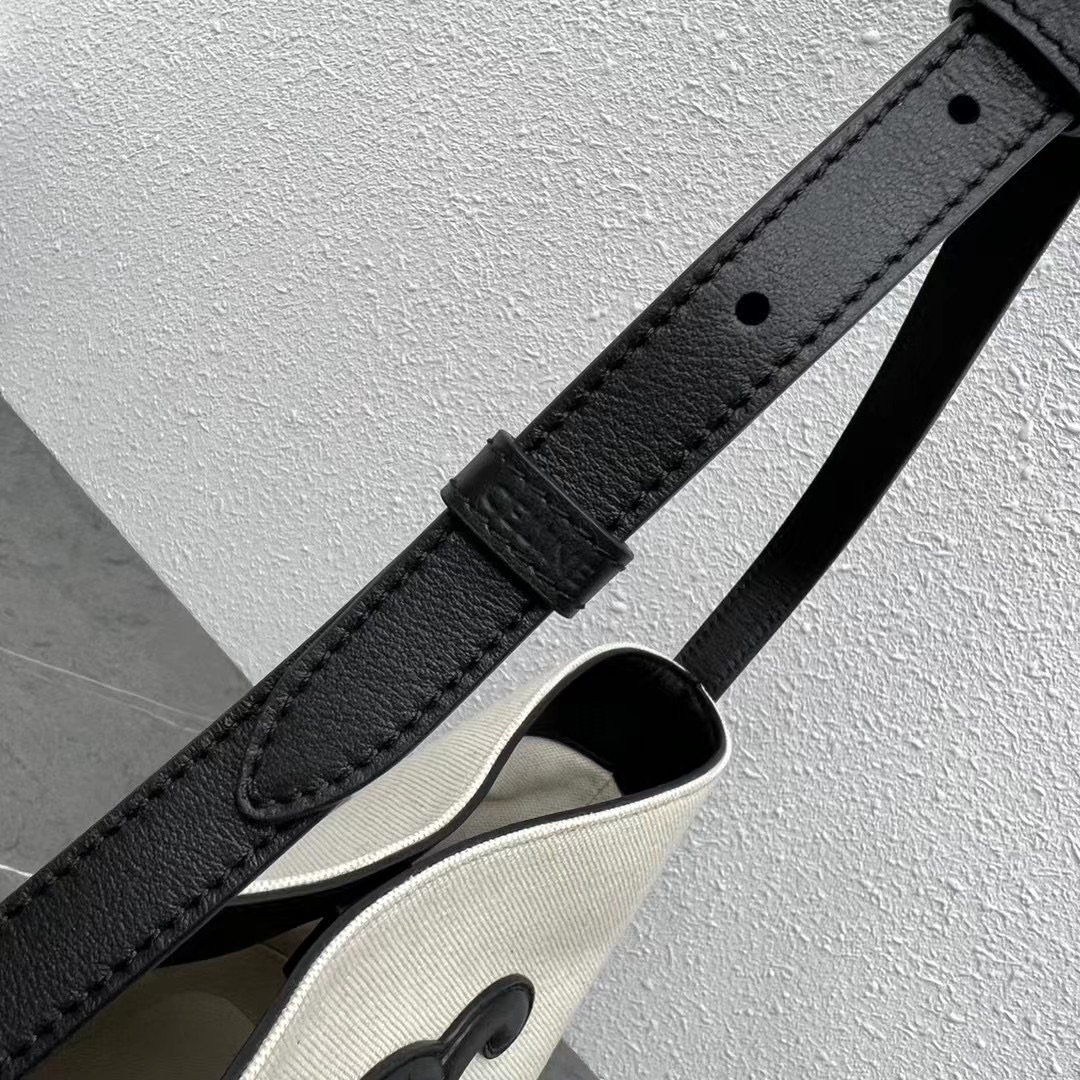 1:1 Replica Celine Small Bucket Cuir Triomphe In Textile Natural / Black For Women 9in/22cm - Image 2