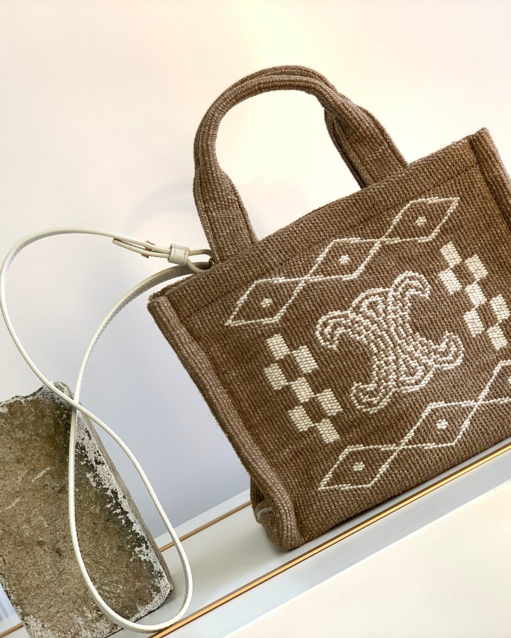 1:1 Replica Celine Small Cabas Thais In Textile White For Women 11in/29cm