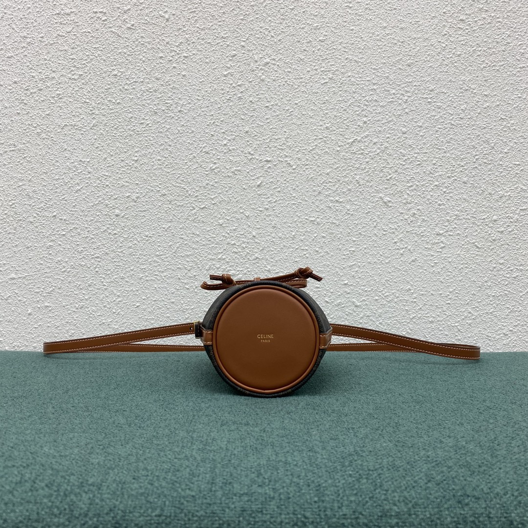 1:1 Replica Celine Small Drawstring Bag In Trimphe Canvas Brown For Women 7.9in/20cm 191142BZJ-04LU - Image 8