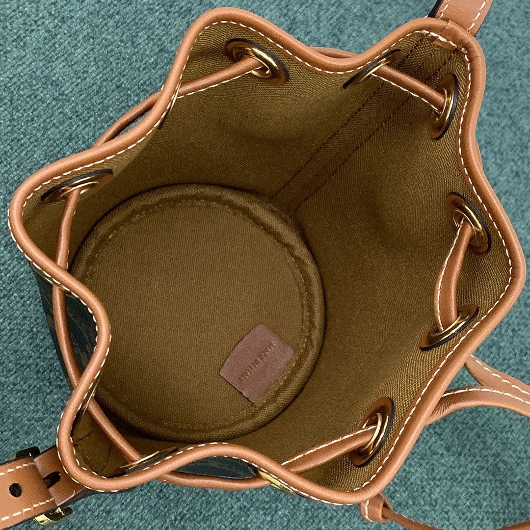 1:1 Replica Celine Small Drawstring Bag In Trimphe Canvas Brown For Women 7.9in/20cm 191142BZJ-04LU - Image 6
