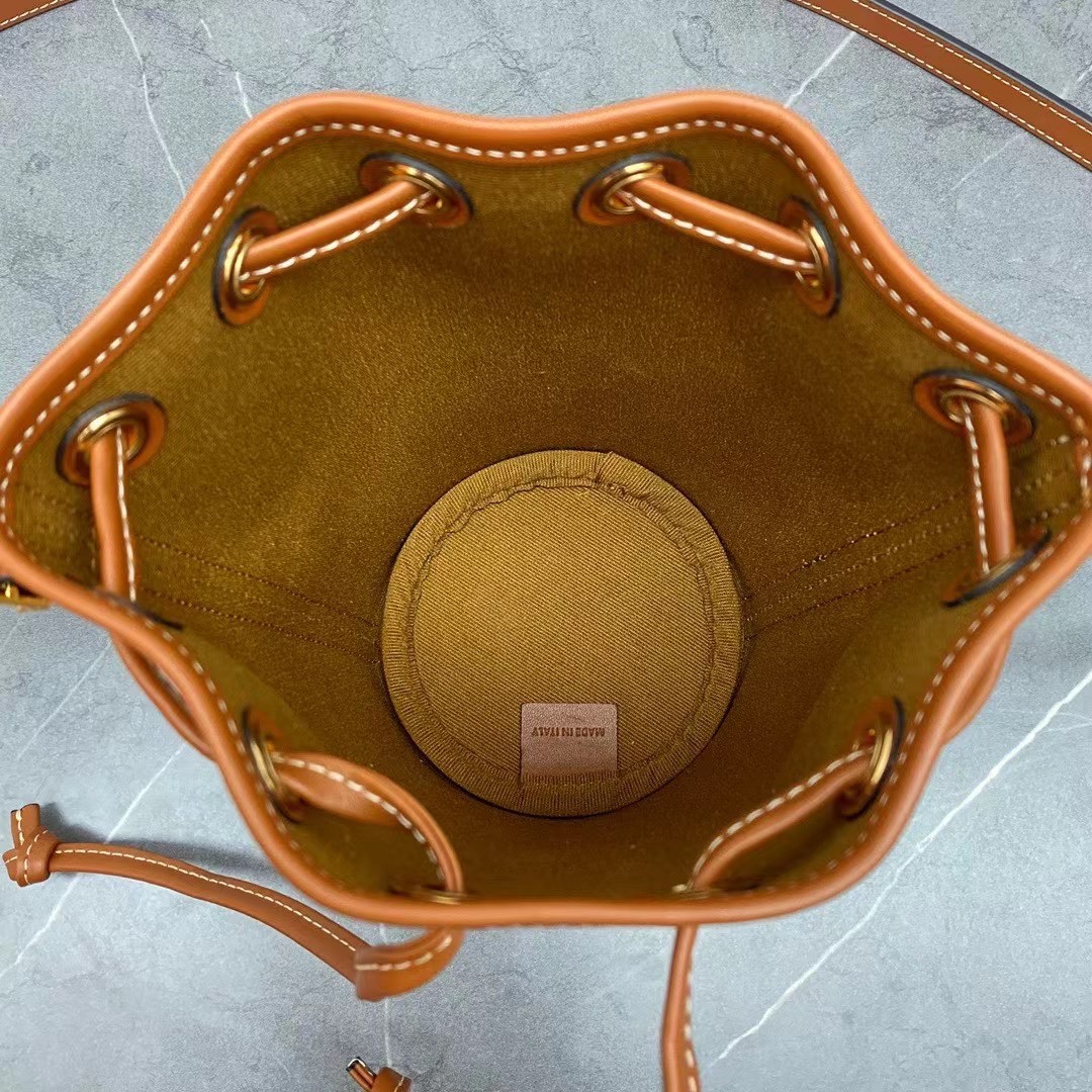 1:1 Replica Celine Small Drawstring Bag In Trimphe Canvas White For Women 7.9in/20cm - Image 6