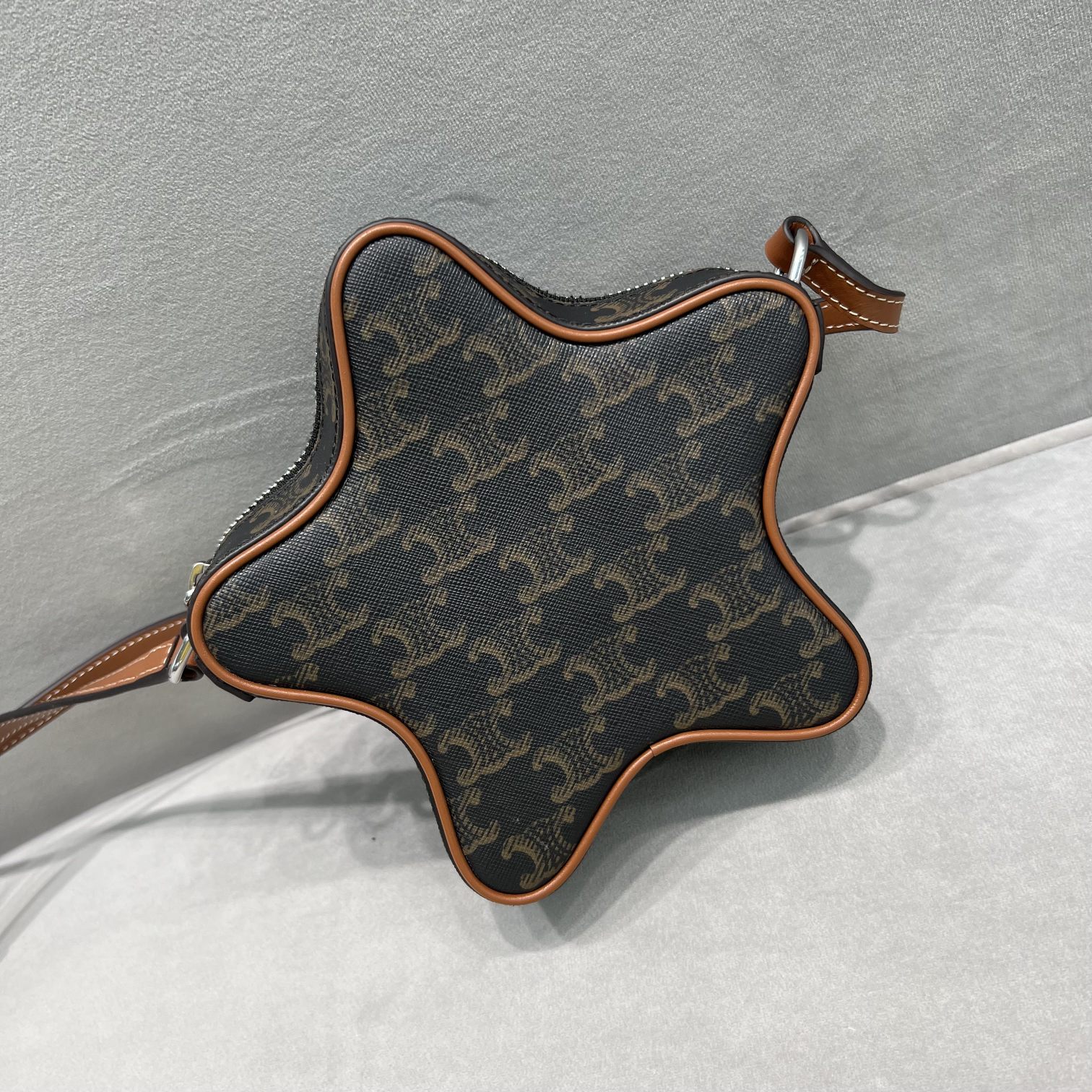 1:1 Replica Celine Small Etoile In Triomphe Canvas Brown For Women 7in/18cm 198762BZJ.04LI