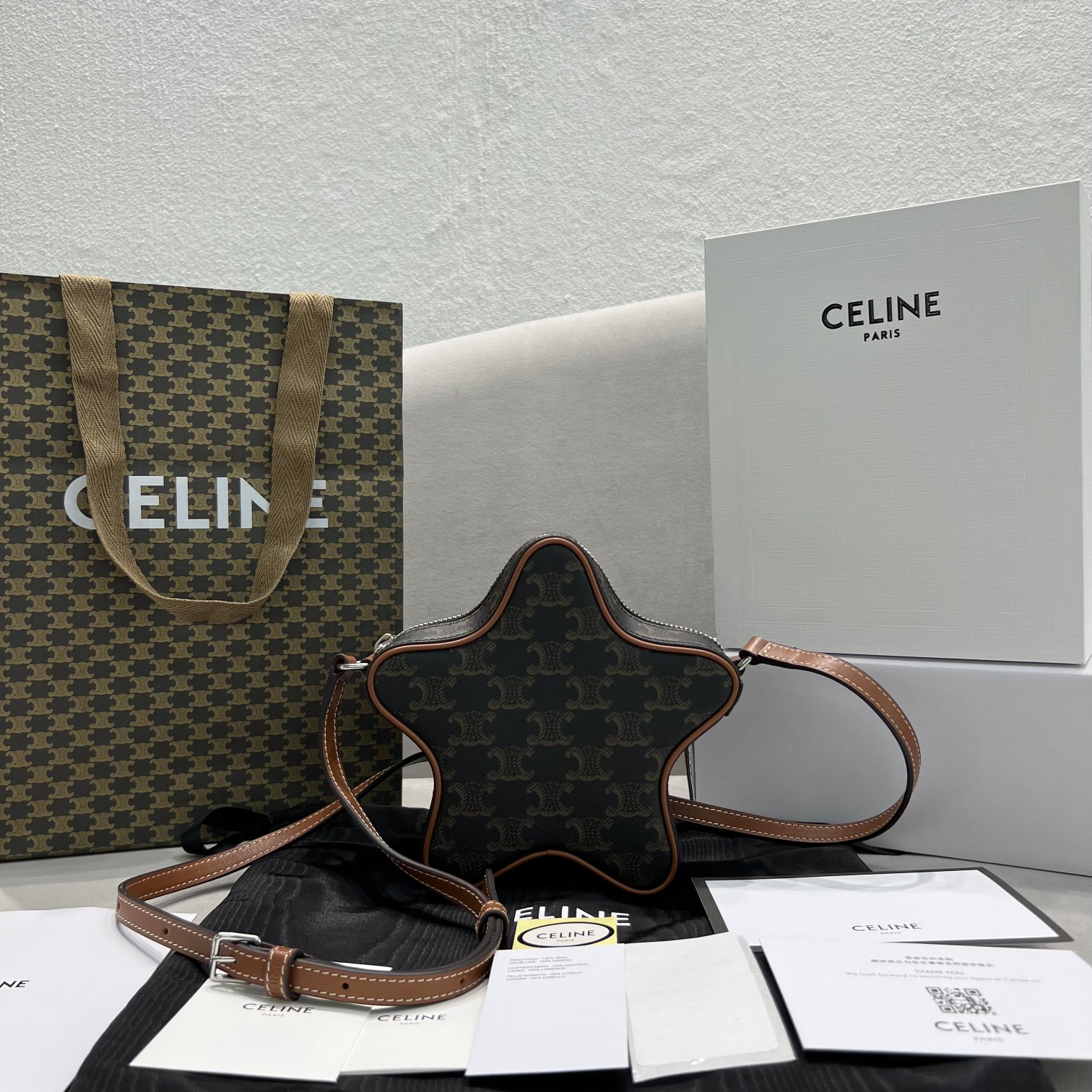 1:1 Replica Celine Small Etoile In Triomphe Canvas Brown For Women 7in/18cm 198762BZJ.04LI - Image 7