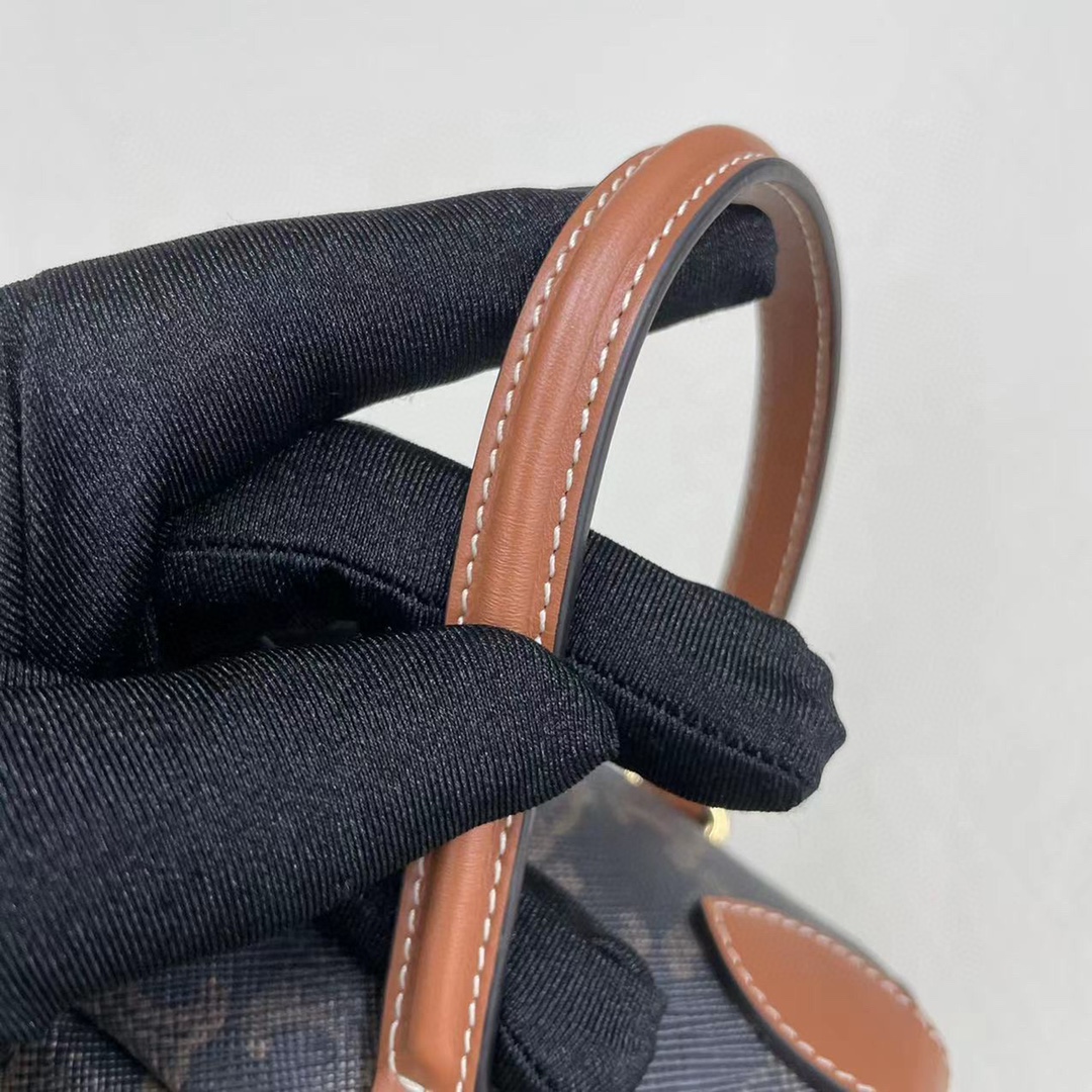 1:1 Replica Celine Small Round Box Triomphe In Triomphe Canvas Tan For Women 4.5in/11.5cm - Image 4