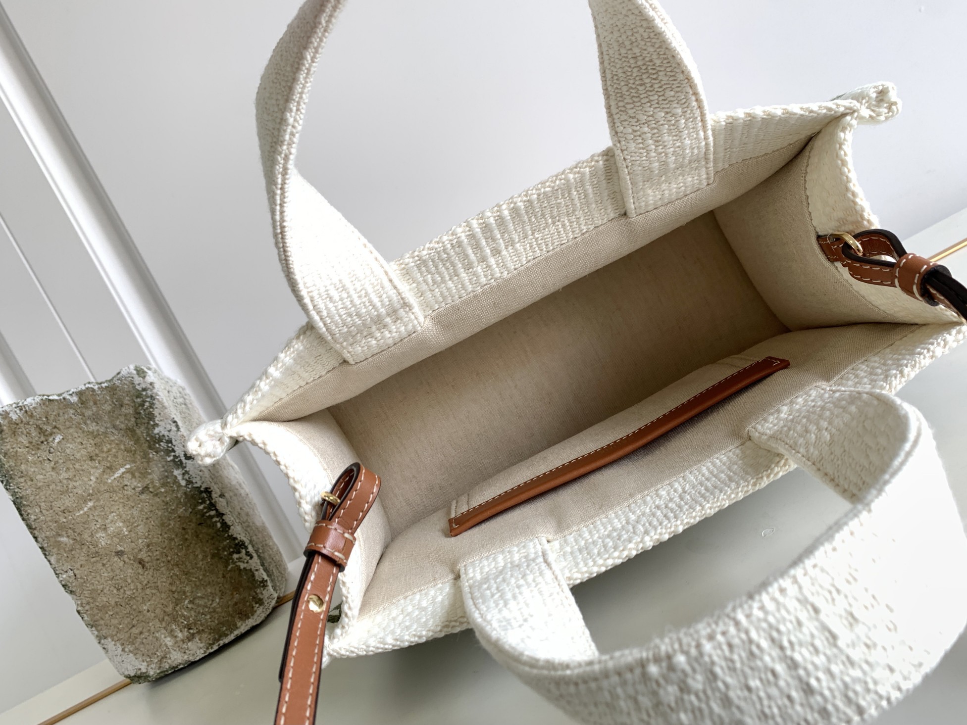 1:1 Replica Celine Striped Small Triomphe Cabas Thais Nature Green For Women 11.4in/29cm - Image 2