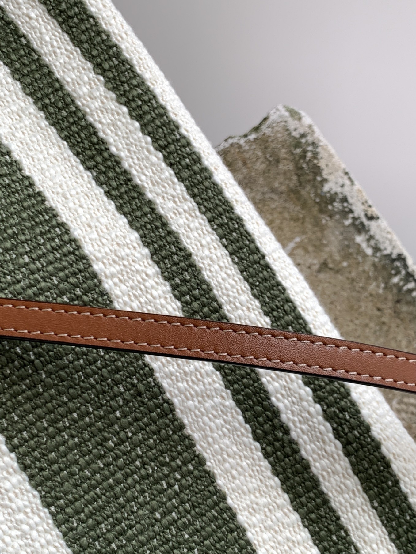 1:1 Replica Celine Striped Small Triomphe Cabas Thais Nature Green For Women 11.4in/29cm - Image 8