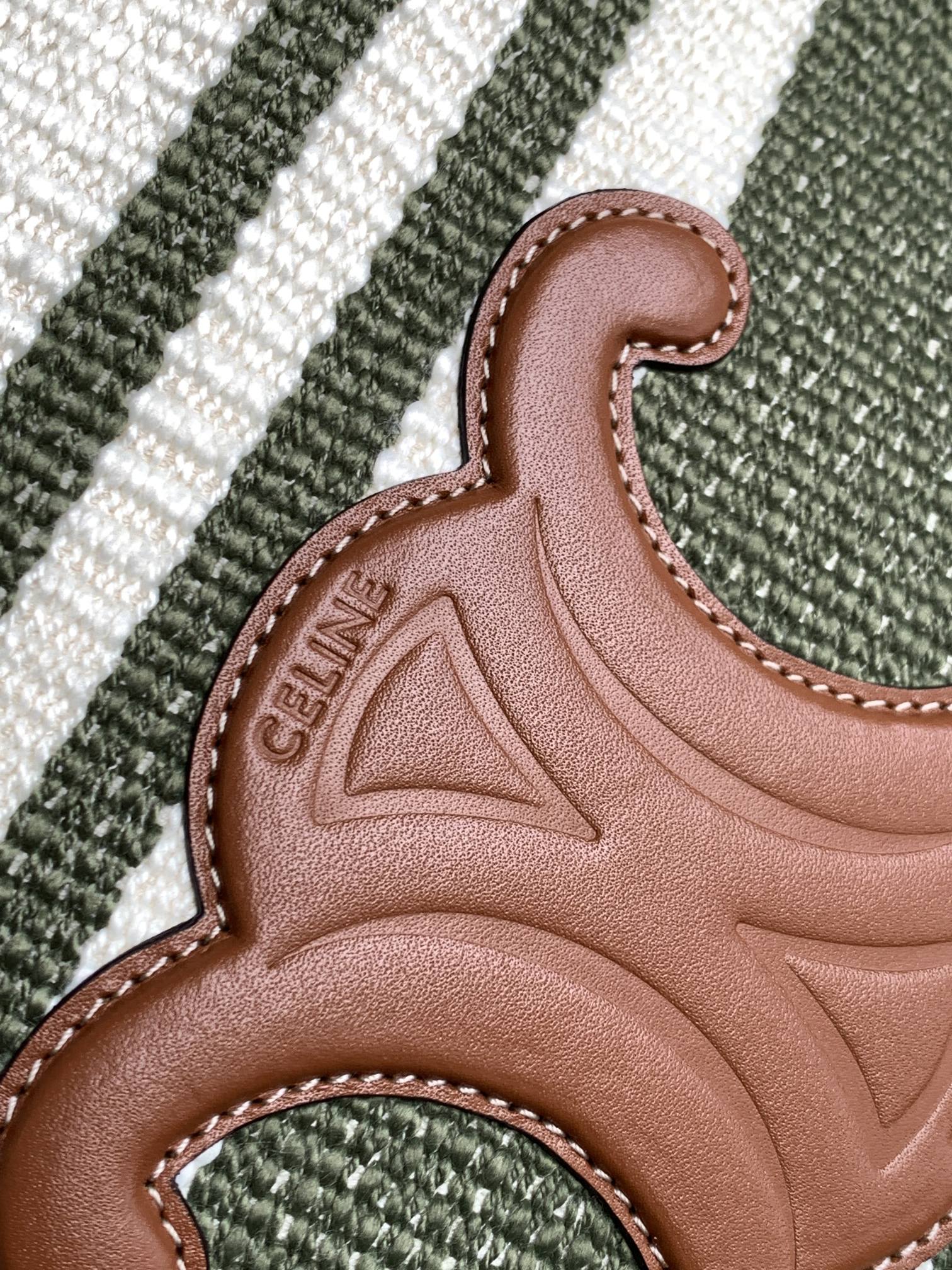 1:1 Replica Celine Striped Small Triomphe Cabas Thais Nature Green For Women 11.4in/29cm - Image 3