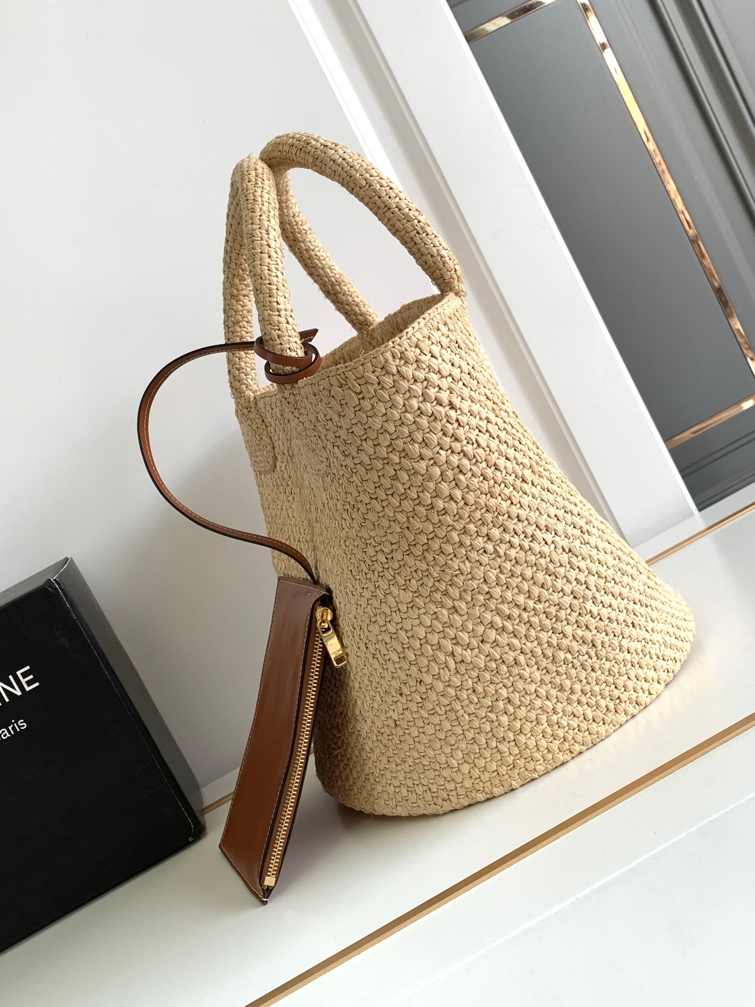 1:1 Replica Celine Supple Small Triomphe Classic Panier Beige For Women 23cm / 9in 114352FF7.04LU - Image 3