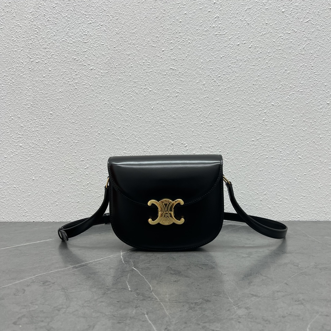 1:1 Replica Celine Teen Besace Triomphe Black For Women 4in/10cm 110413BF4.38NO