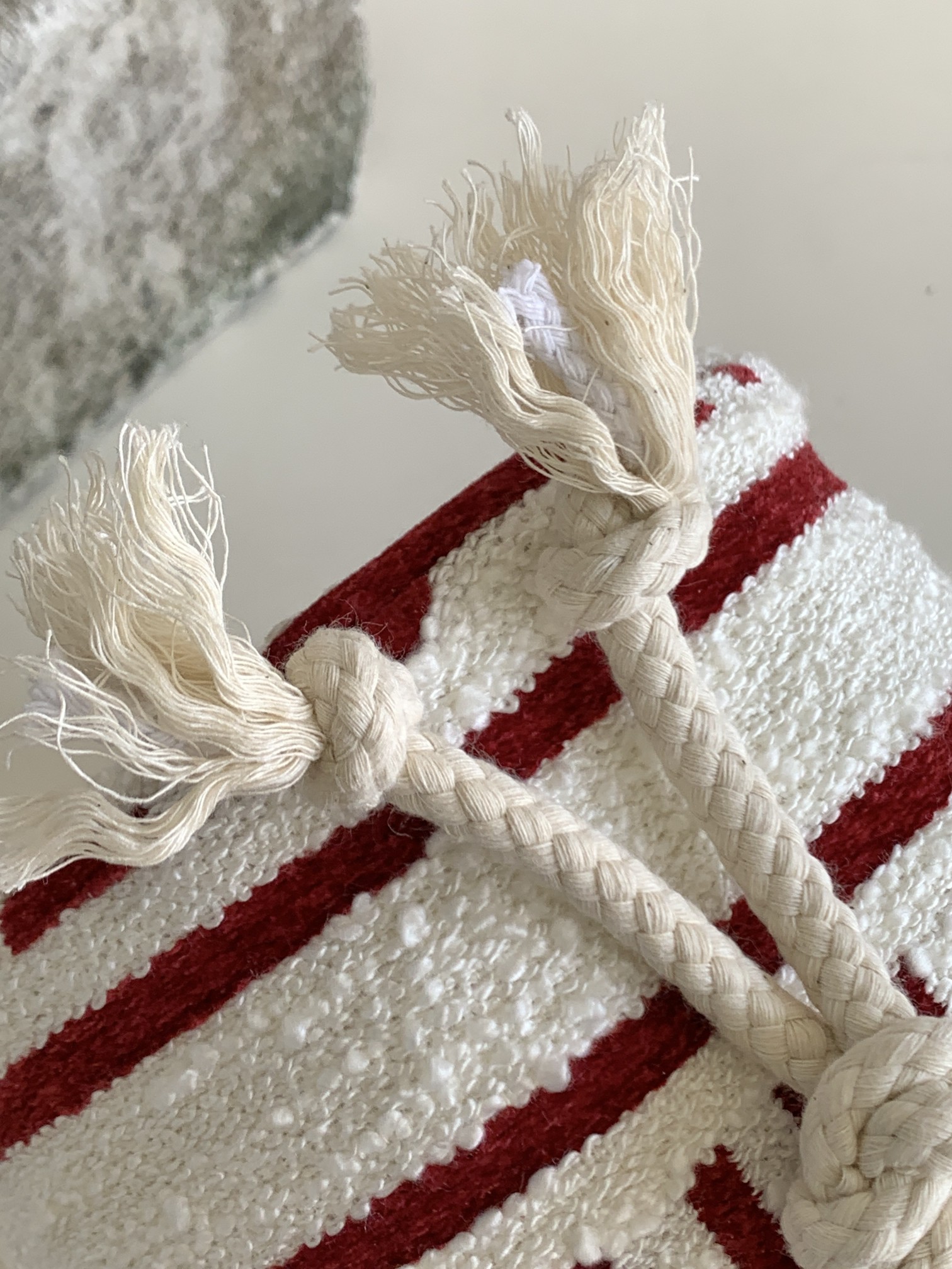 1:1 Replica Celine Teen Drawstring In Textile With Celine All-Over White/Red For Women 7in/19cm - Image 8