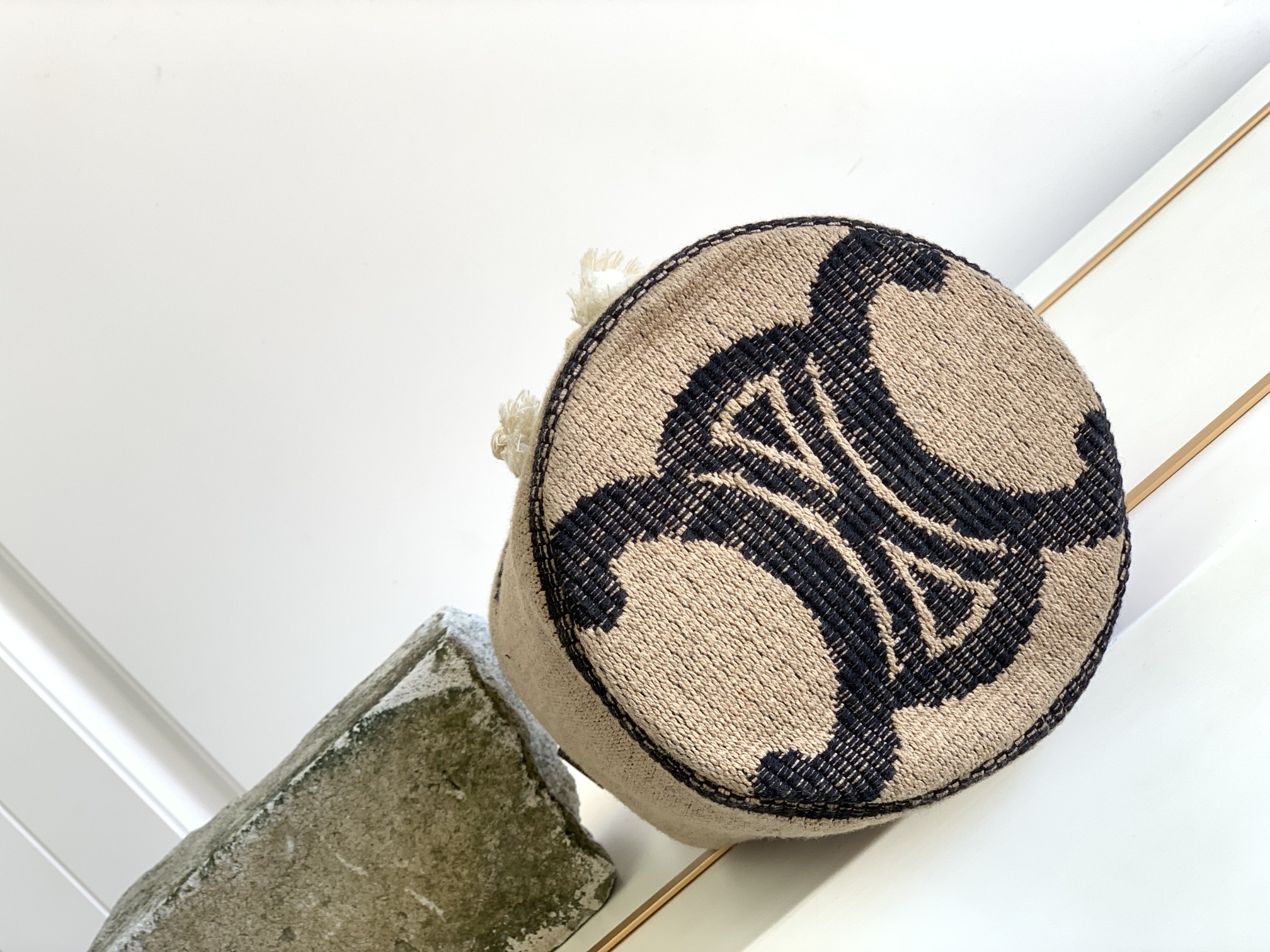 1:1 Replica Celine Teen Drawstring In Textile With Triomphe Beige / Tan For Women 6in/15cm 196532EFZ.02ET - Image 6