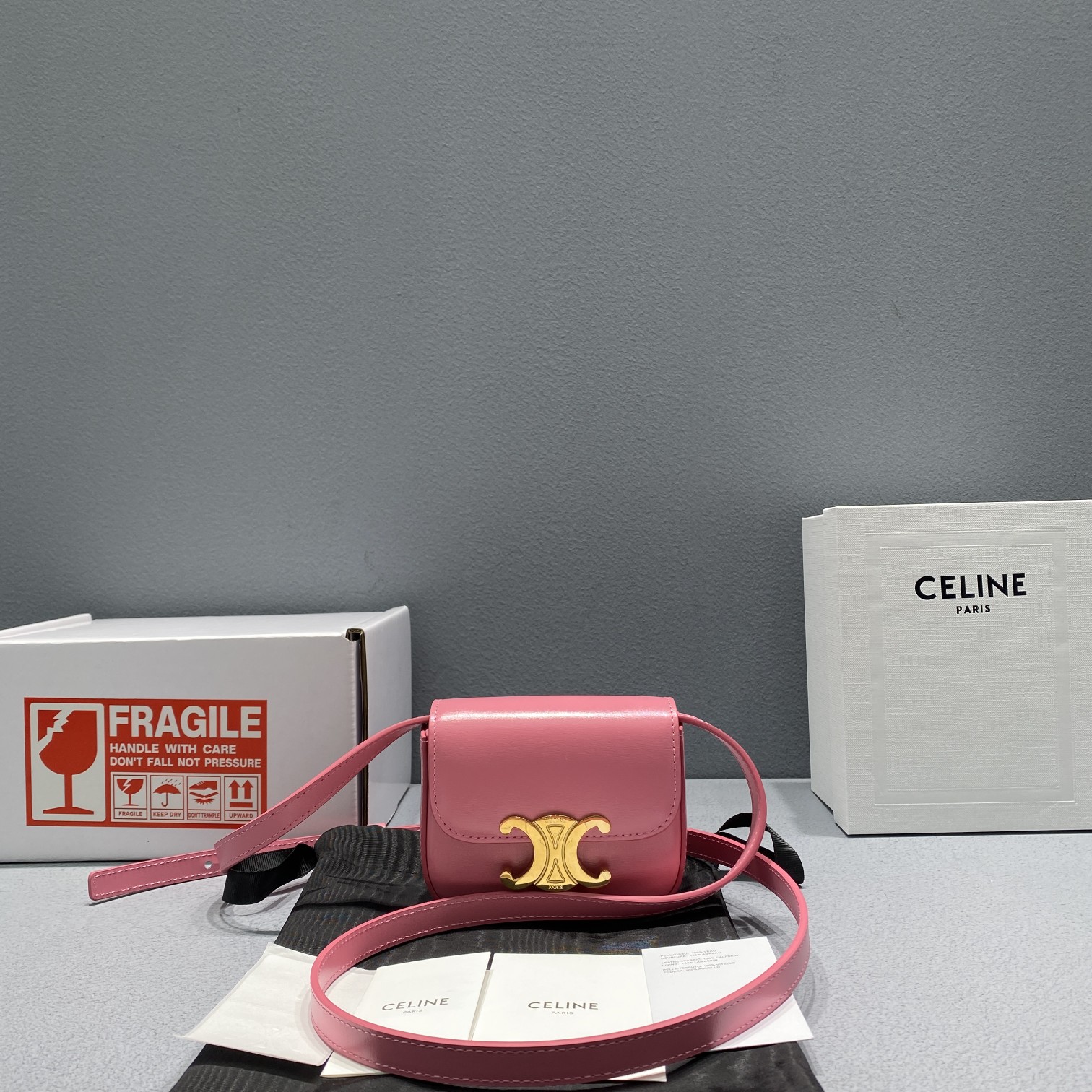 1:1 Replica Celine Teen Triomphe Bag Pink For Women 7in/19cm