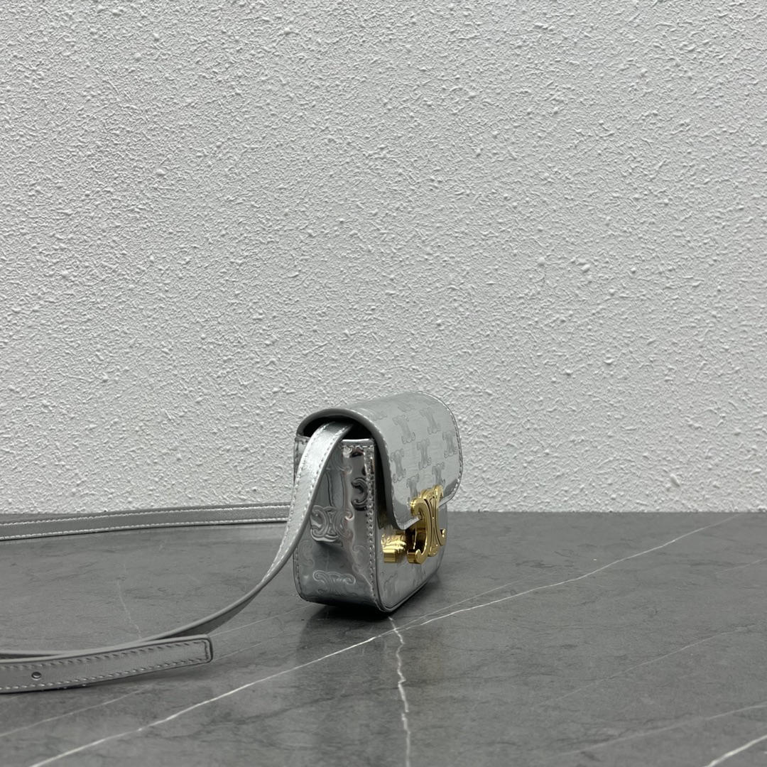 1:1 Replica Celine Teen Triomphe Bag Silver For Women 7in/19cm - Image 5