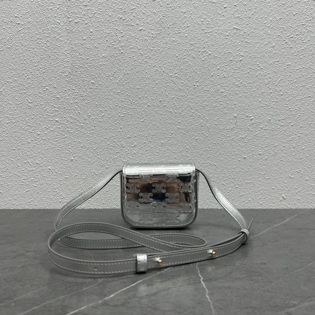 1:1 Replica Celine Teen Triomphe Bag Silver For Women 7in/19cm - Image 4