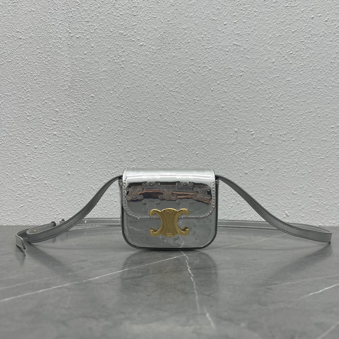 1:1 Replica Celine Teen Triomphe Bag Silver For Women 7in/19cm
