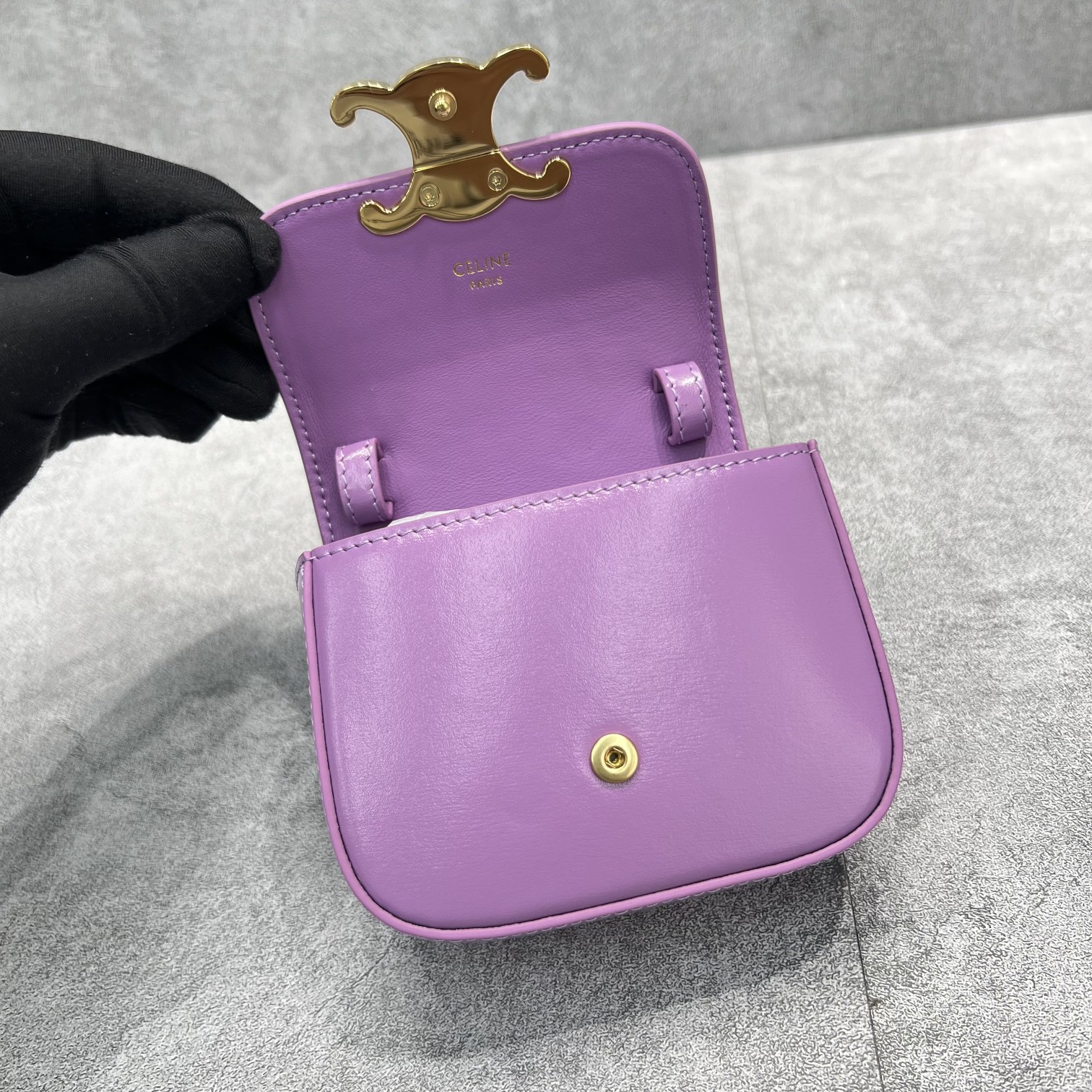 1:1 Replica Celine Teen Triomphe Bag Violet For Women 7in/19cm - Image 5