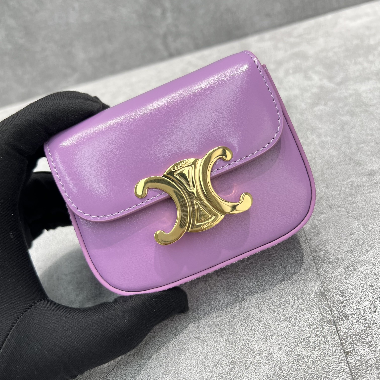 1:1 Replica Celine Teen Triomphe Bag Violet For Women 7in/19cm - Image 4