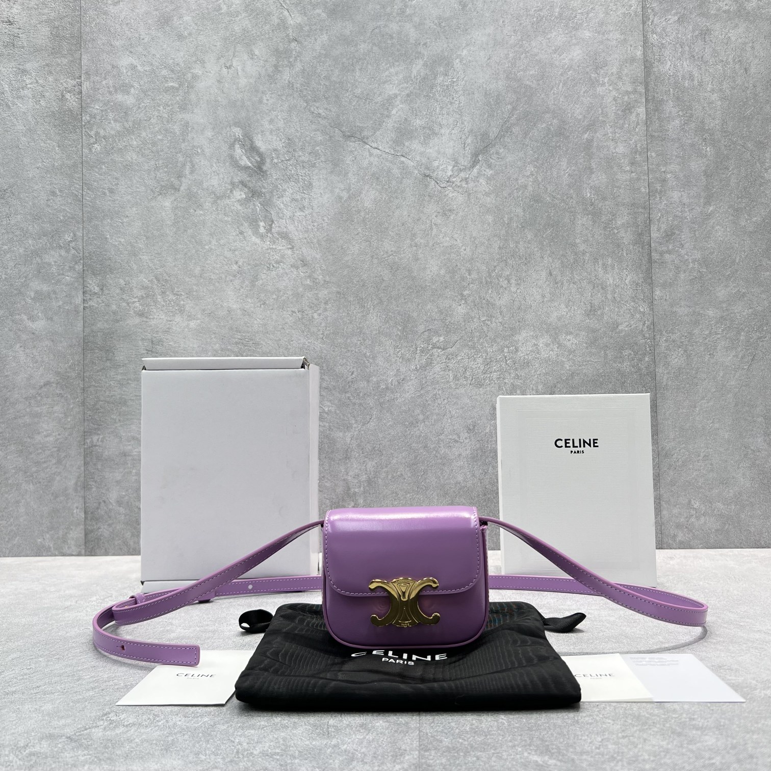 1:1 Replica Celine Teen Triomphe Bag Violet For Women 7in/19cm