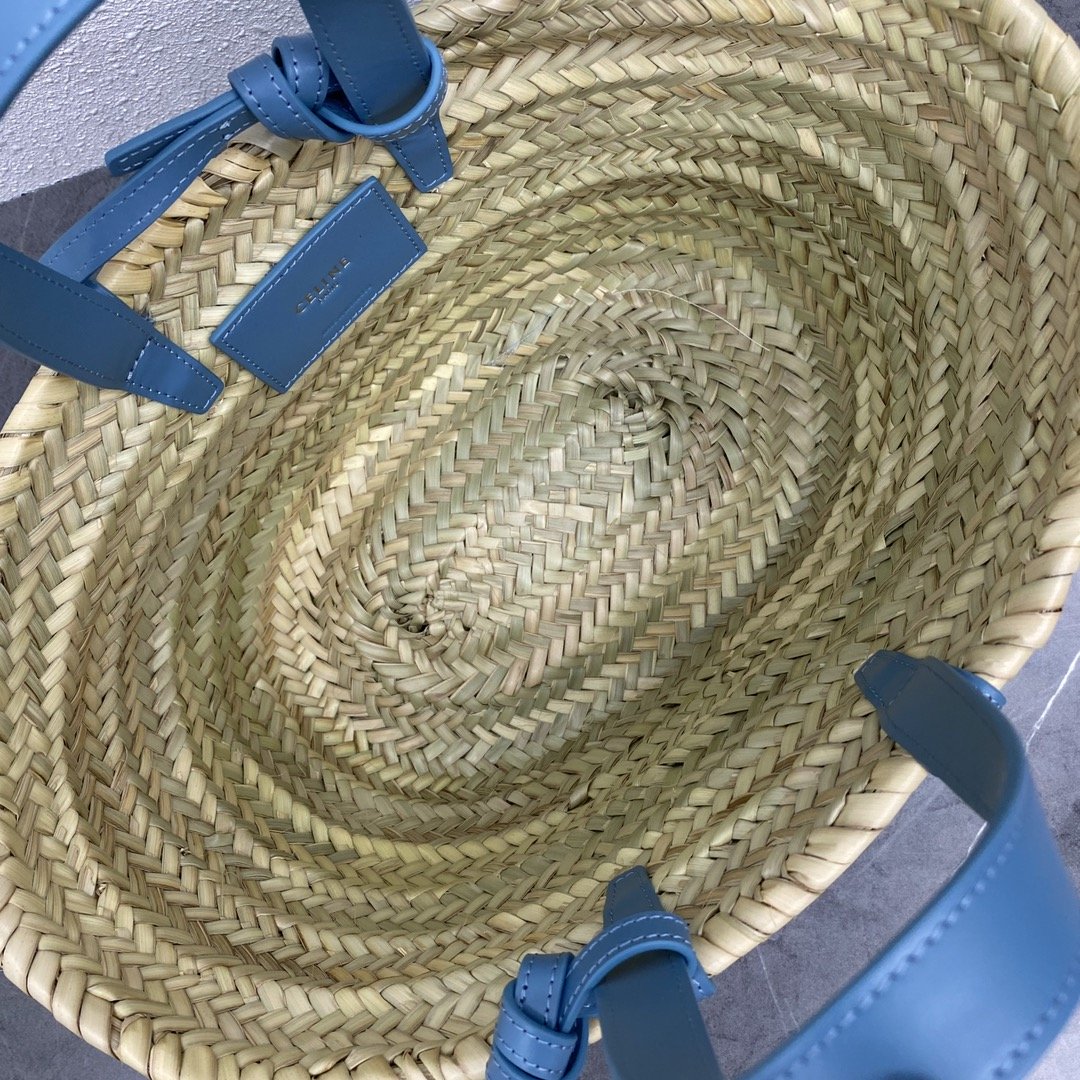 1:1 Replica Celine Teen Triomphe Celine Classic Panier In Palm Leaves And Lizard Blue For Women 8in/20cm - Image 3