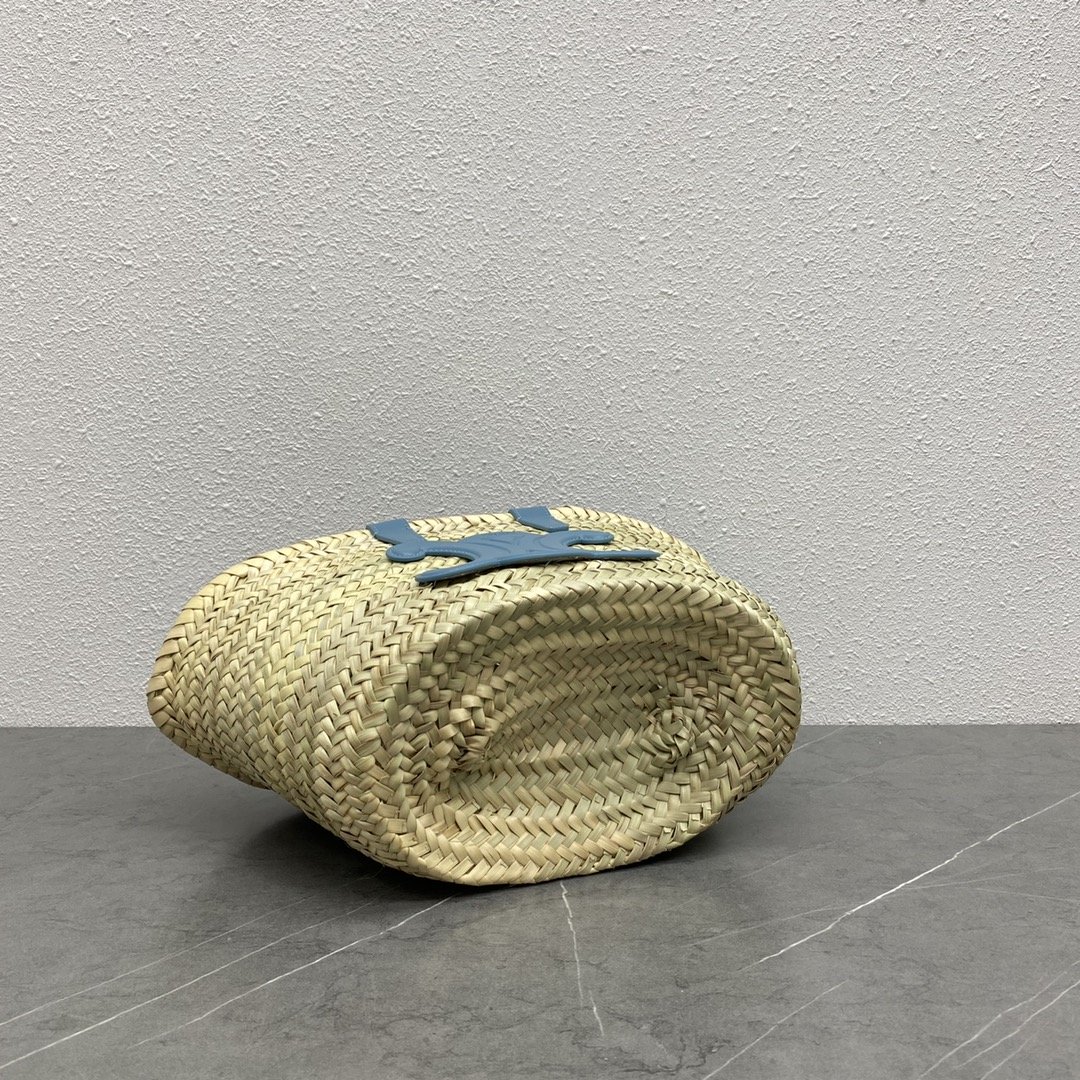 1:1 Replica Celine Teen Triomphe Celine Classic Panier In Palm Leaves And Lizard Blue For Women 8in/20cm - Image 7