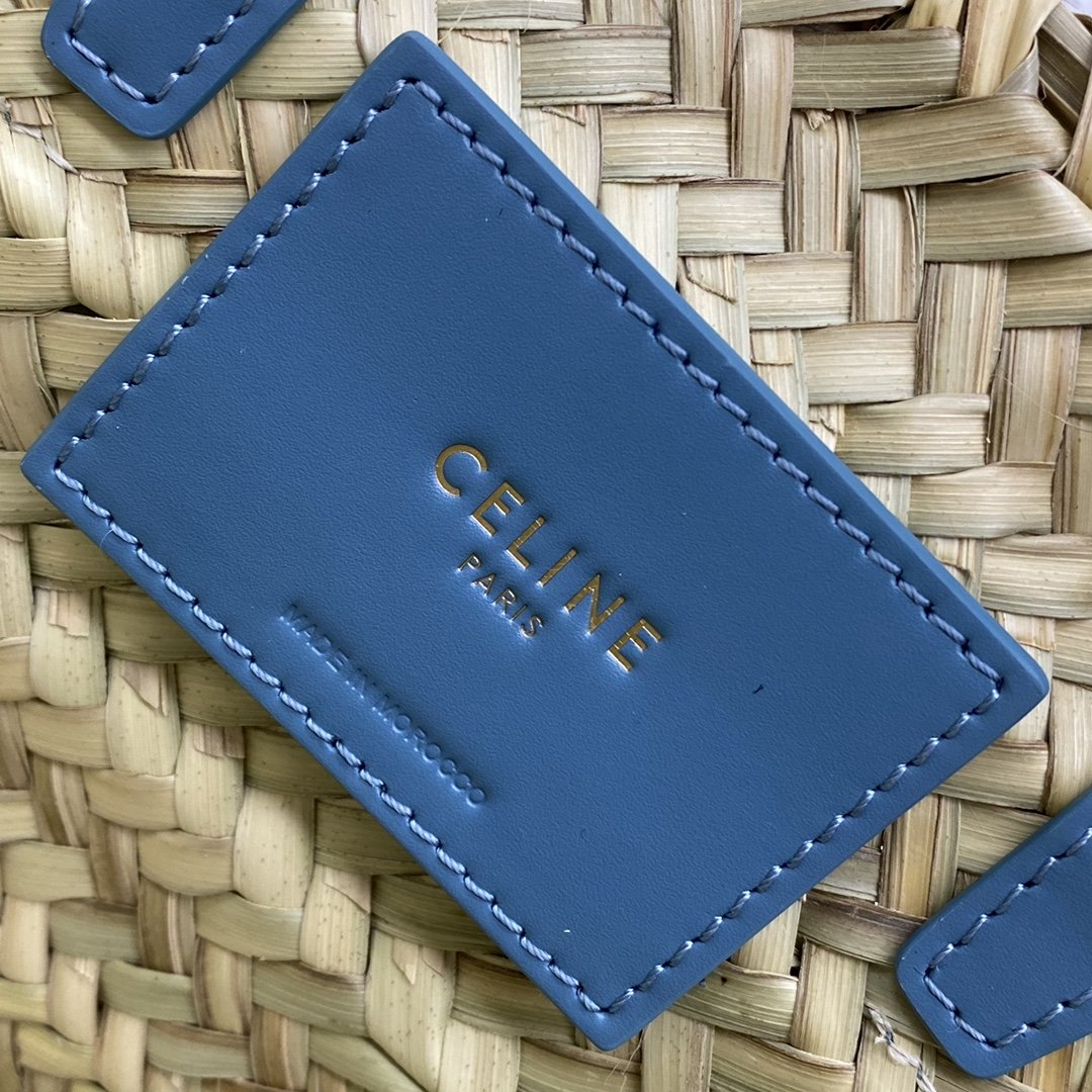 1:1 Replica Celine Teen Triomphe Celine Classic Panier In Palm Leaves And Lizard Blue For Women 8in/20cm - Image 4