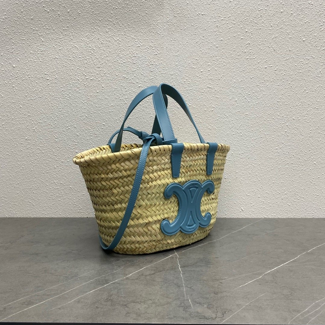 1:1 Replica Celine Teen Triomphe Celine Classic Panier In Palm Leaves And Lizard Blue For Women 8in/20cm - Image 2