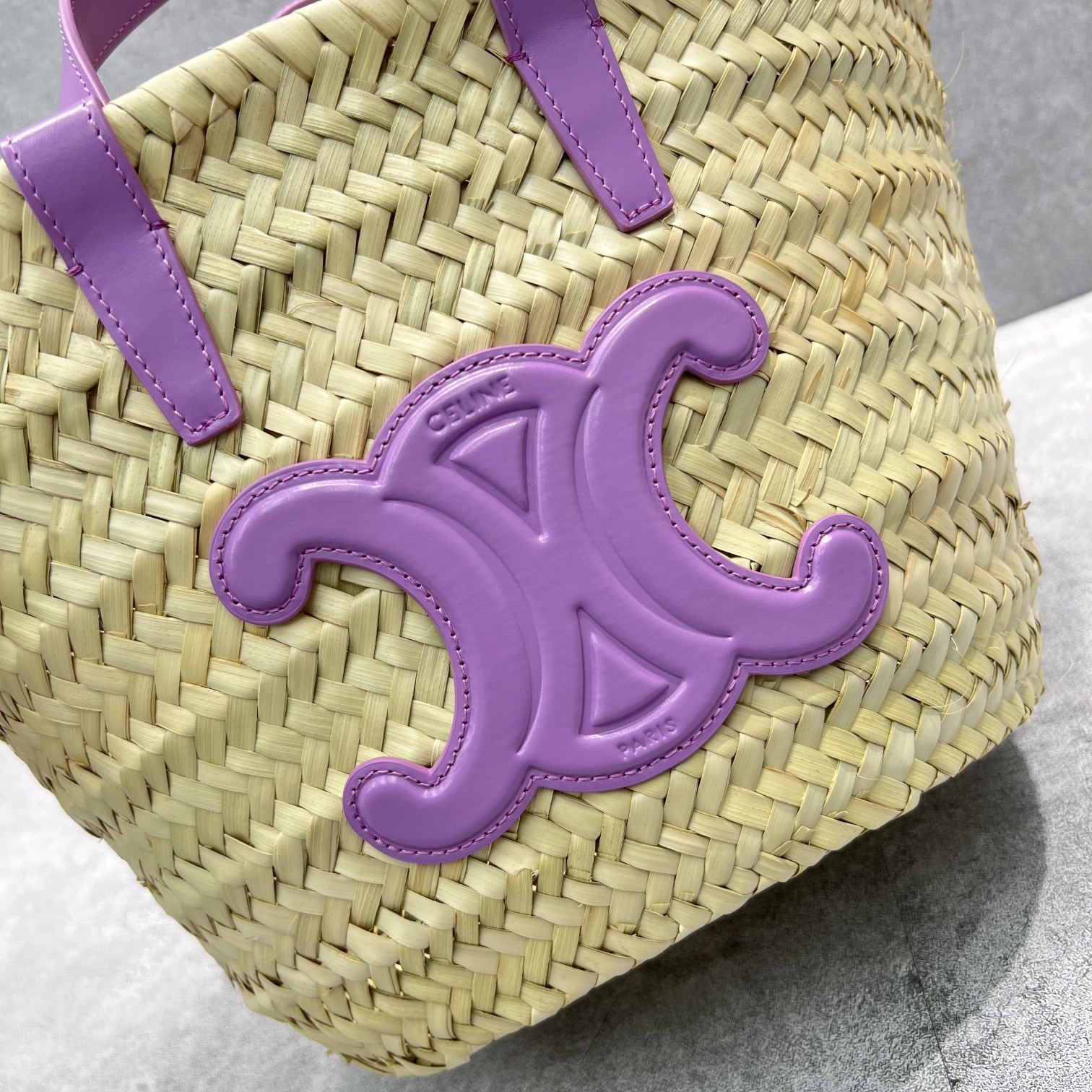 1:1 Replica Celine Teen Triomphe Celine Classic Panier In Palm Leaves And Lizard Violet For Women 8in/20cm - Image 5