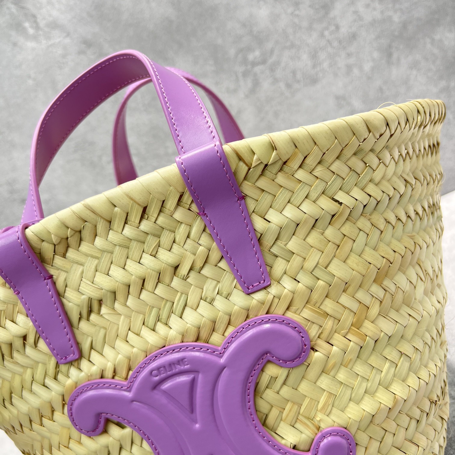 1:1 Replica Celine Teen Triomphe Celine Classic Panier In Palm Leaves And Lizard Violet For Women 8in/20cm - Image 2